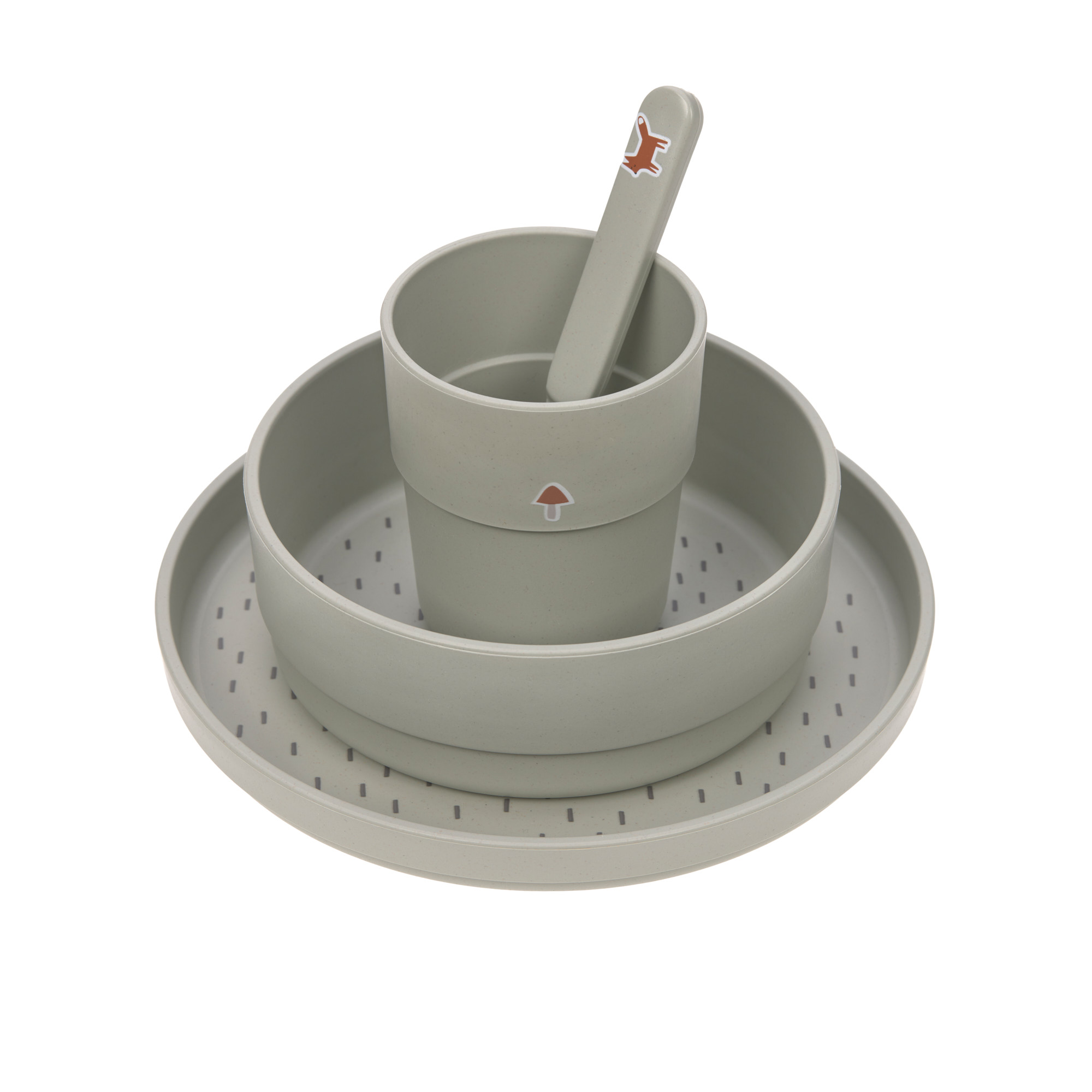 Lässig Dish Set PP/Cellulose Little Forest Fox (Plate, Bowl, Mug, Spoon)