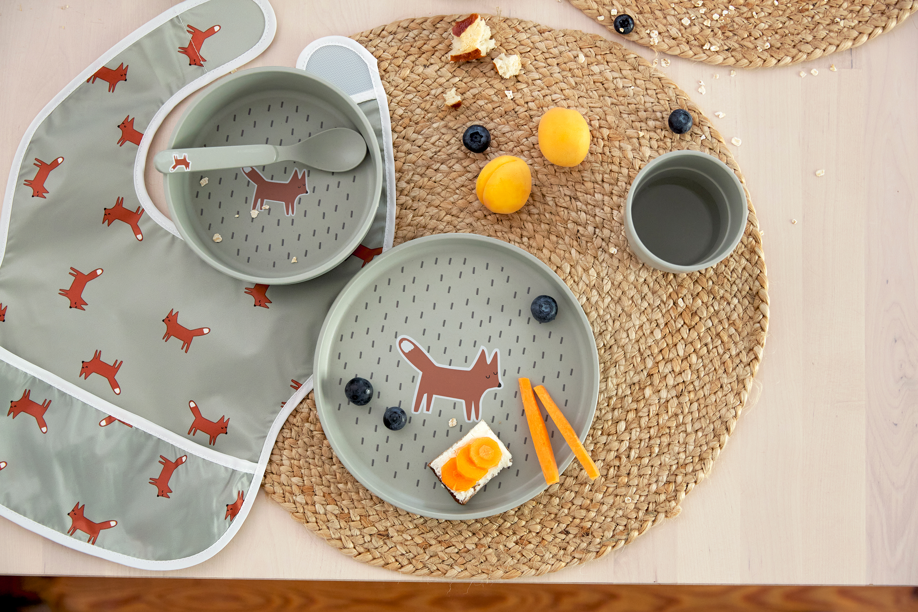 Lässig Dish Set PP/Cellulose Little Forest Fox (Plate, Bowl, Mug, Spoon) - 11