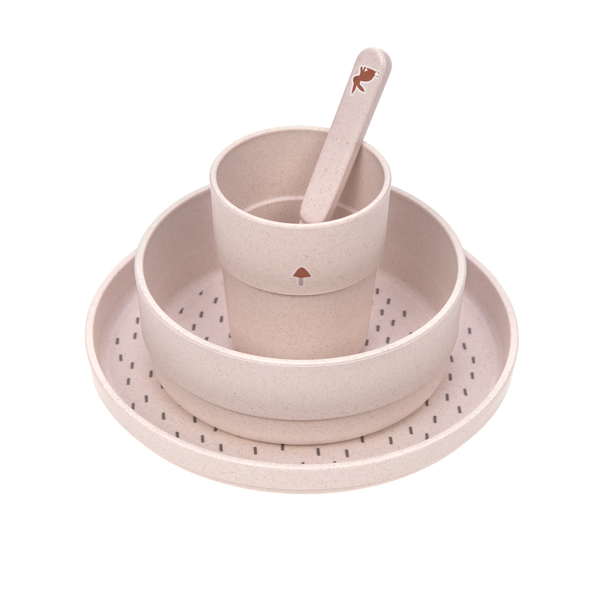 Lässig Dish Set PP/Cellulose Little Forest Rabbit (Plate, Bowl, Mug, Spoon)