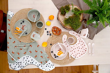 Lässig Dish Set PP/Cellulose Little Forest Rabbit (Plate, Bowl, Mug, Spoon)