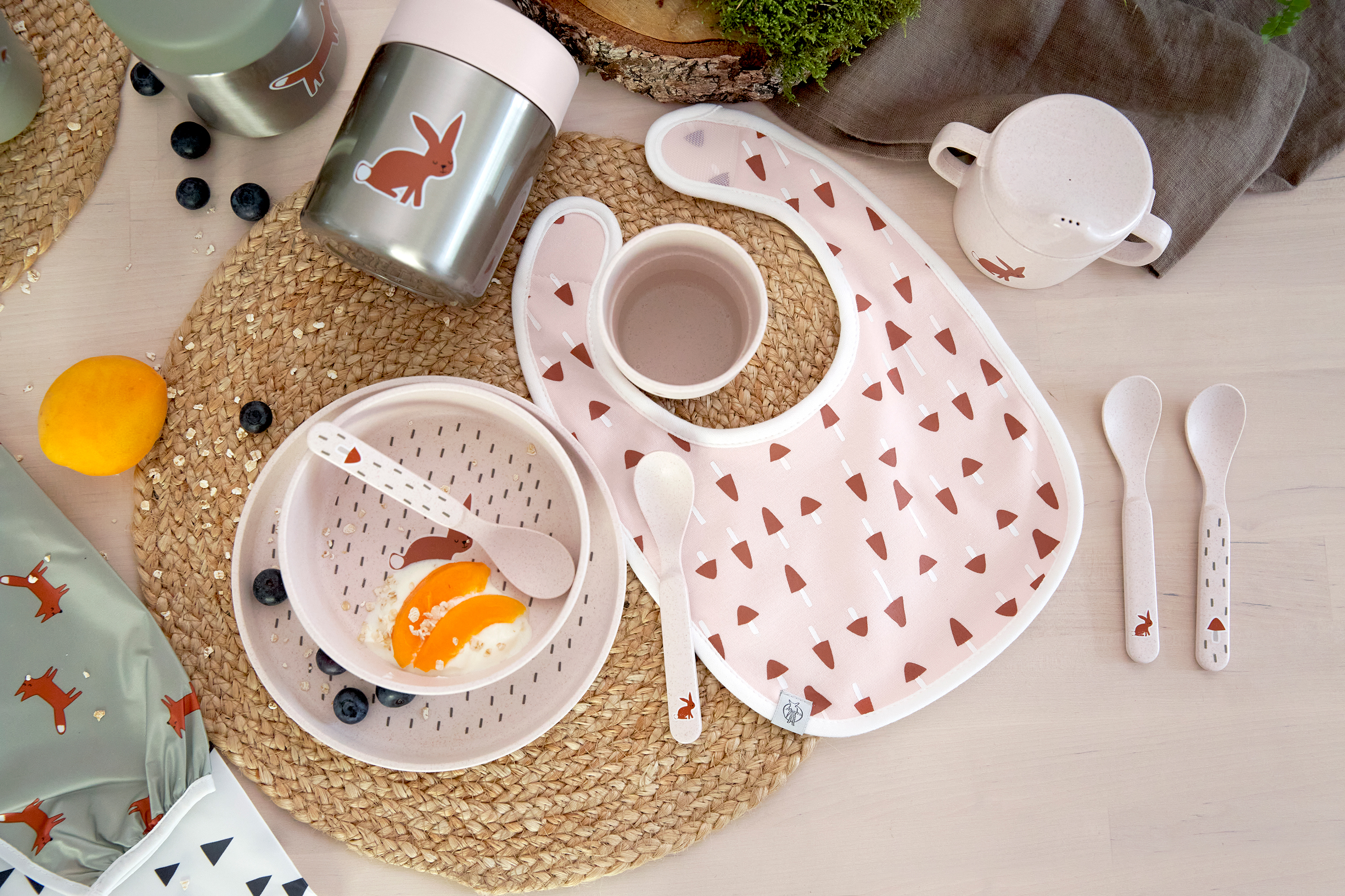 Lässig Dish Set PP/Cellulose Little Forest Rabbit (Plate, Bowl, Mug, Spoon) - 5
