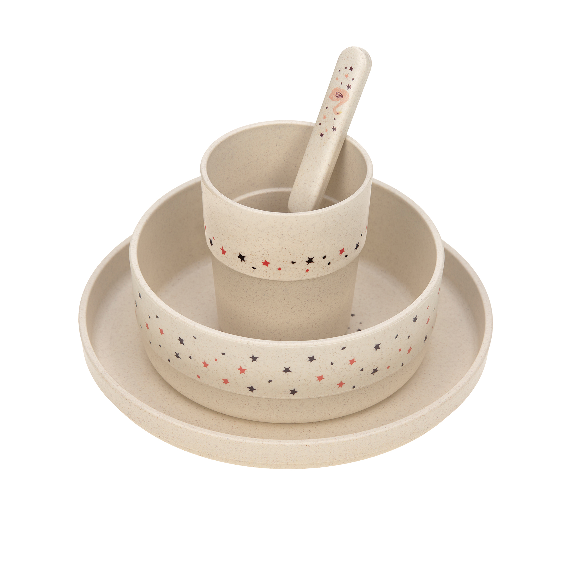Lässig Dish Set PP/Cellulose Little Water Swan (Plate, Bowl, Mug, Spoon)