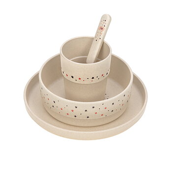 Lässig Dish Set PP/Cellulose Little Water Swan (Plate, Bowl, Mug, Spoon)