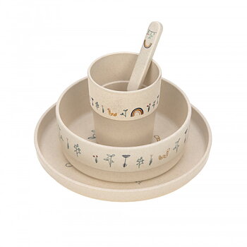 Lässig Dish Set PP/Cellulose Garden Explorer (Plate, Bowl, Mug, Spoon)