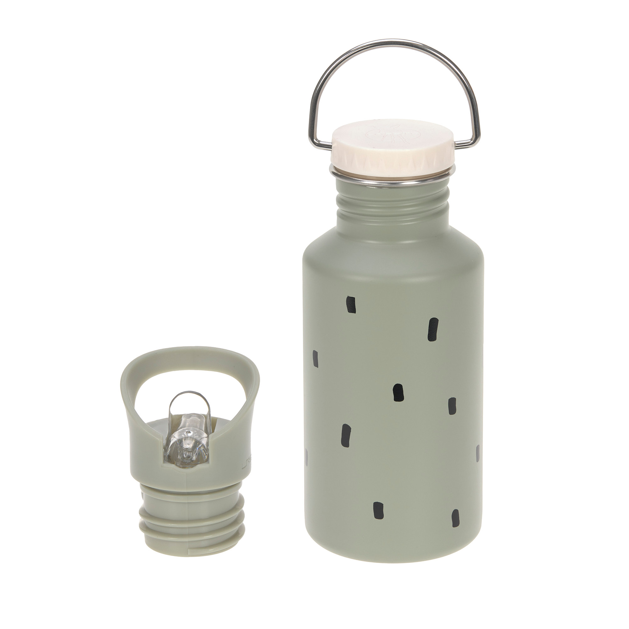 Lässig Vattenflaska Bottle Stainless Steel Happy Prints Light Olive