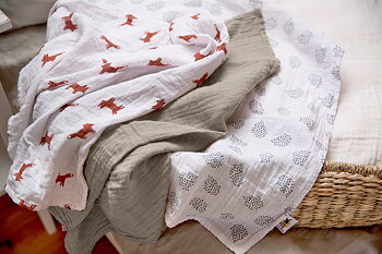 Lässig Swaddle & Burp Blanket M Little Forest Fox