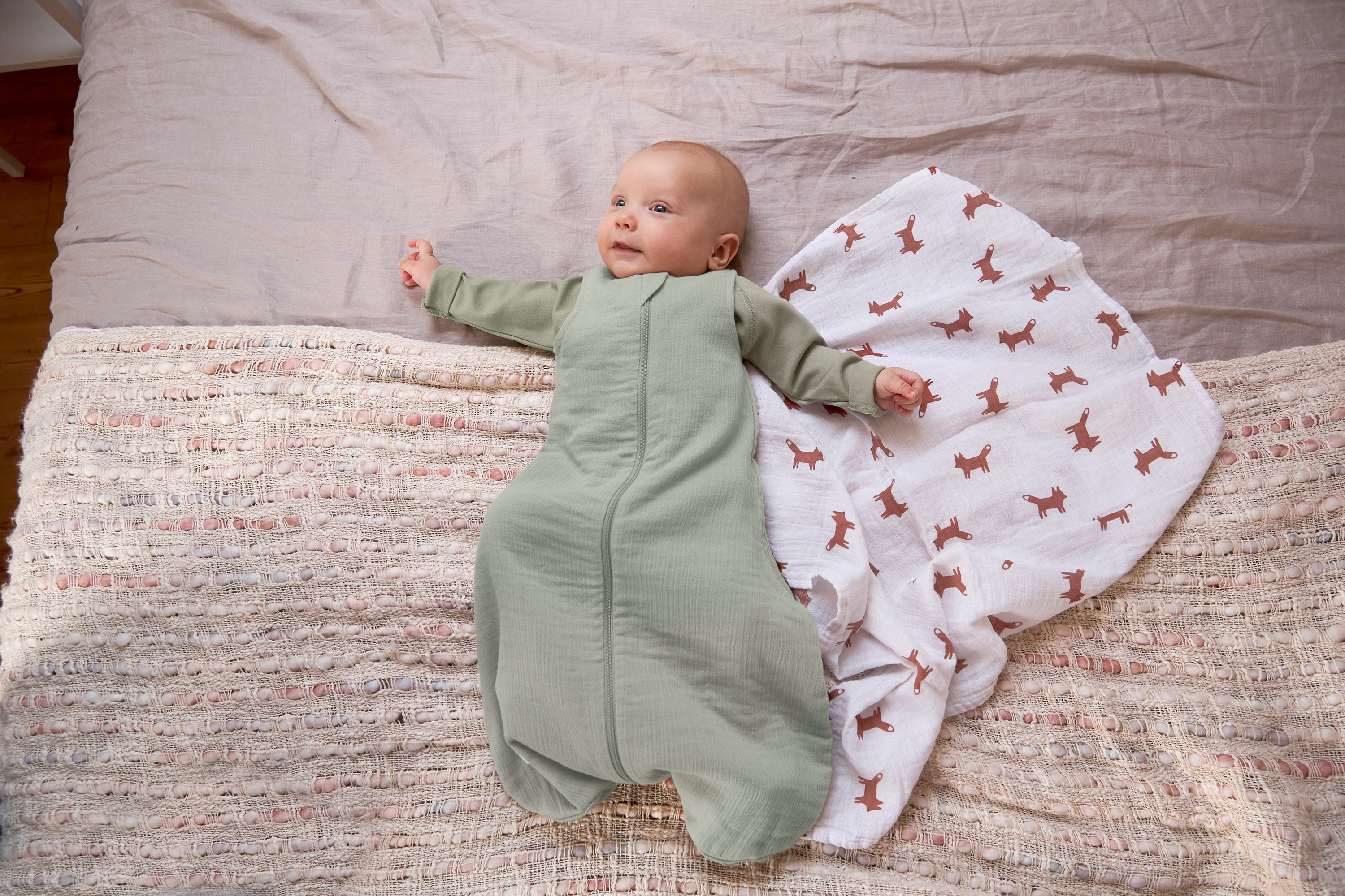 Lässig Swaddle & Burp Blanket M Little Forest Fox - 6