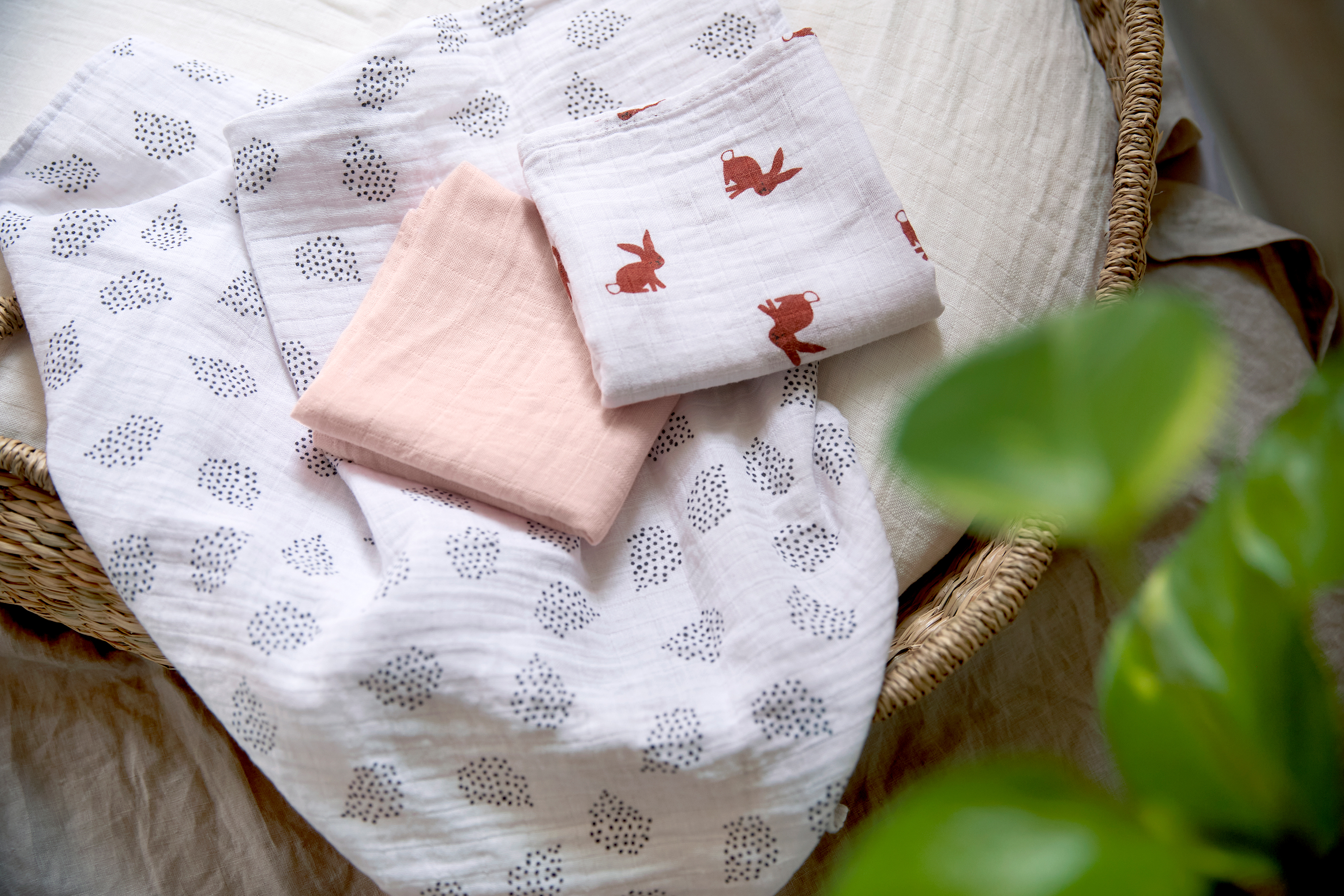Lässig Swaddle & Burp Blanket M Little Forest Rabbit - 4