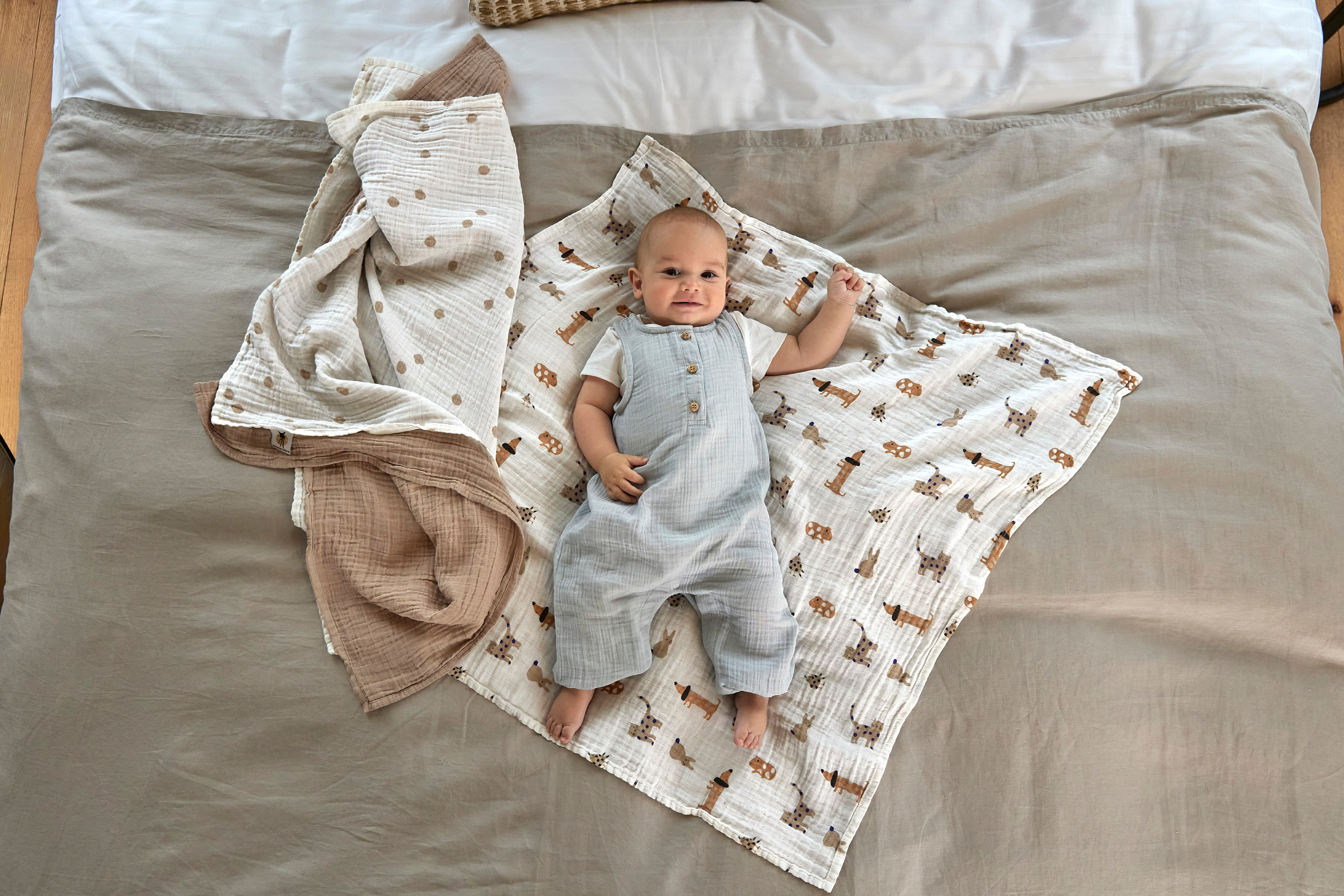 Lässig Swaddle & Burp Blanket L Little Mateys royal blue 3 pcs ass., 85 x 85 cm - 2