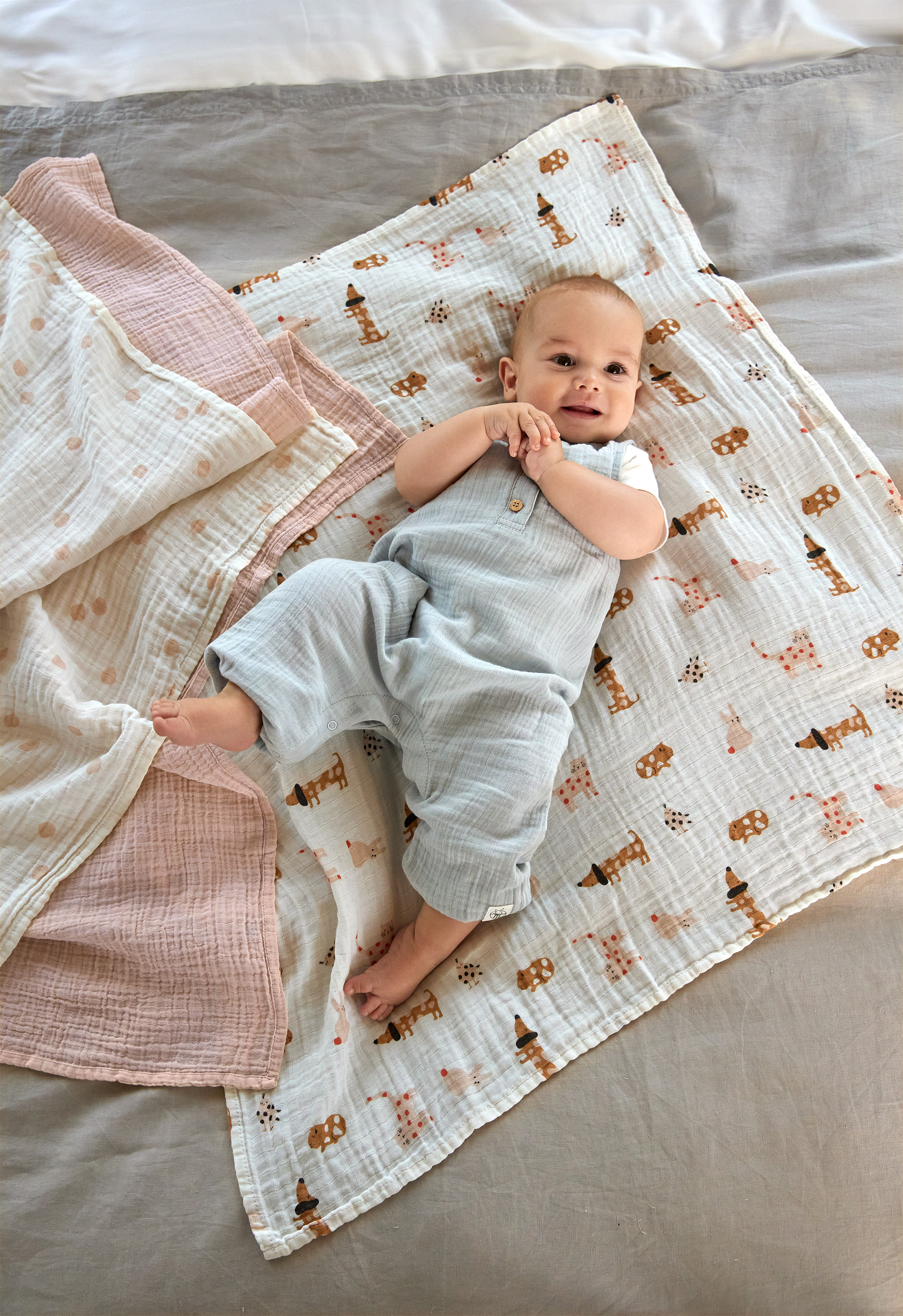 Lässig Swaddle & Burp Blanket L Little Mateys spicy orange, 3 pcs ass., 85 x 85 cm - 2