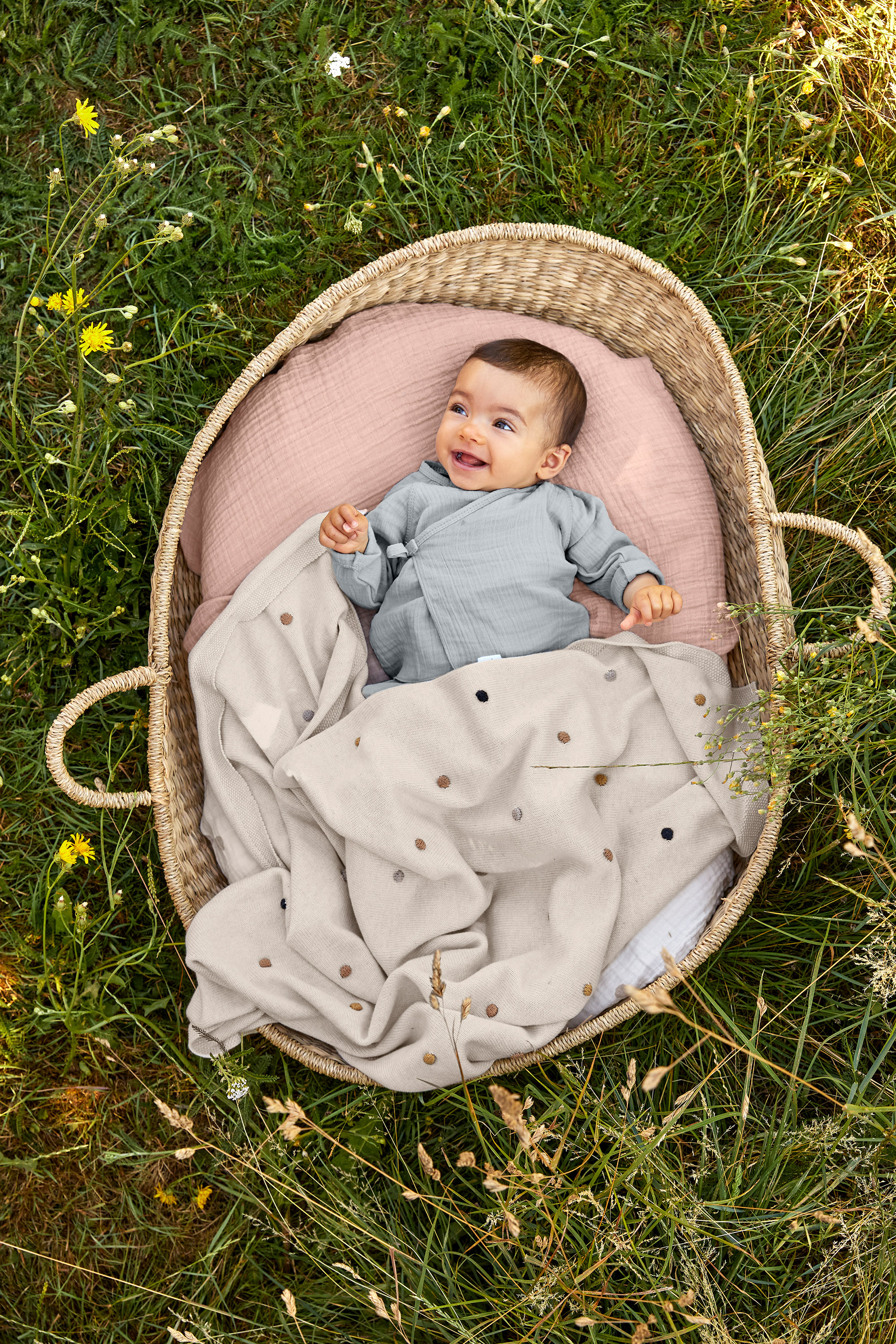 Lässig Knitted Blanket GOTS "Dots" nature 80 x 100 cm - 2