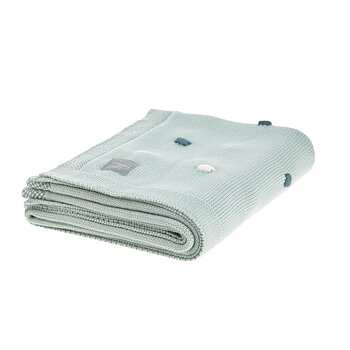Lässig Knitted Blanket GOTS "Dots" light mint 80 x 100 cm