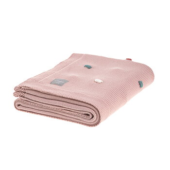 Lässig Knitted Blanket GOTS "Dots" dusky pink 80 x 100 cm