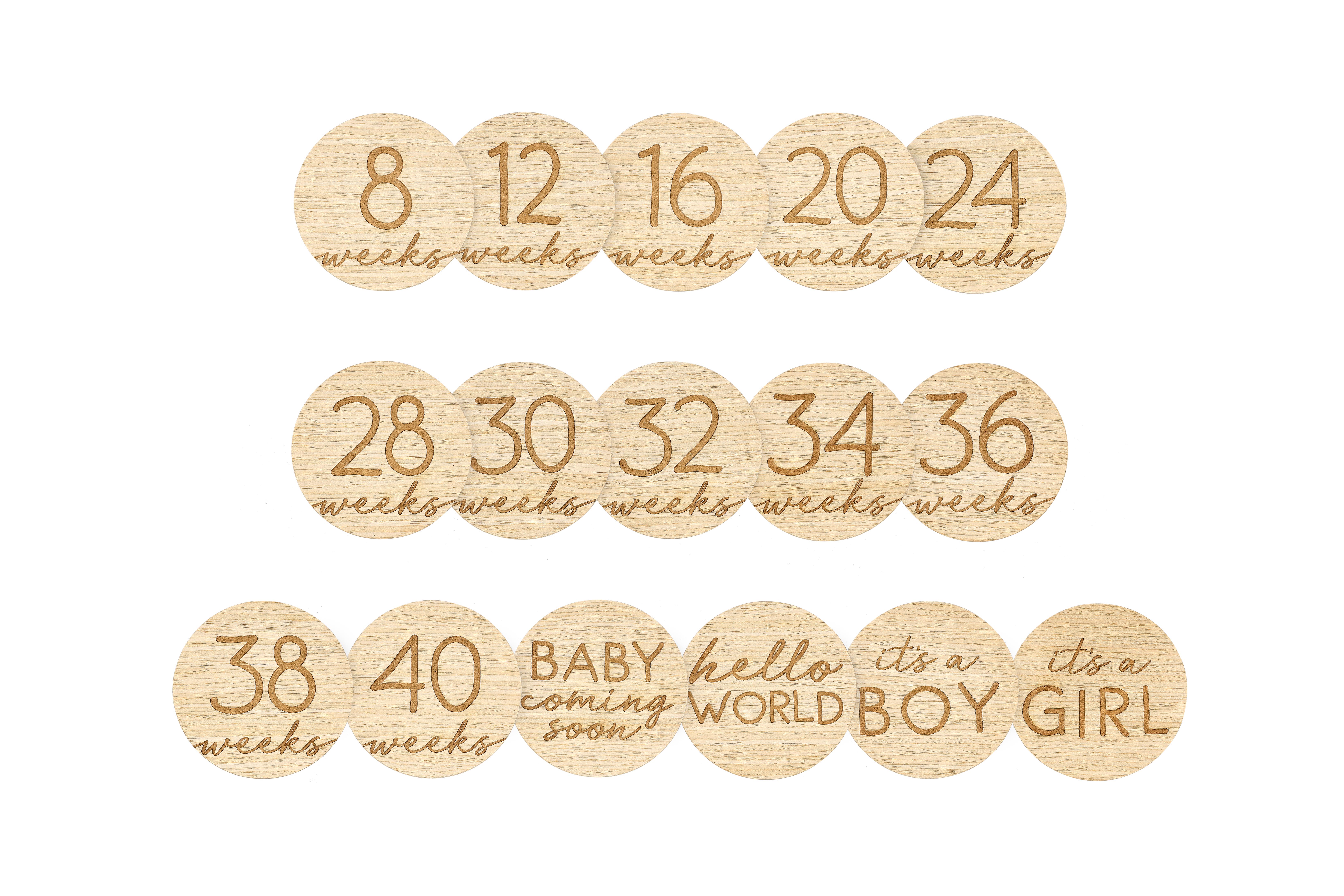 Pregnancy photo cards natural wood