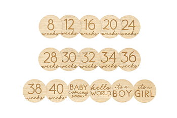 Pregnancy photo cards natural wood