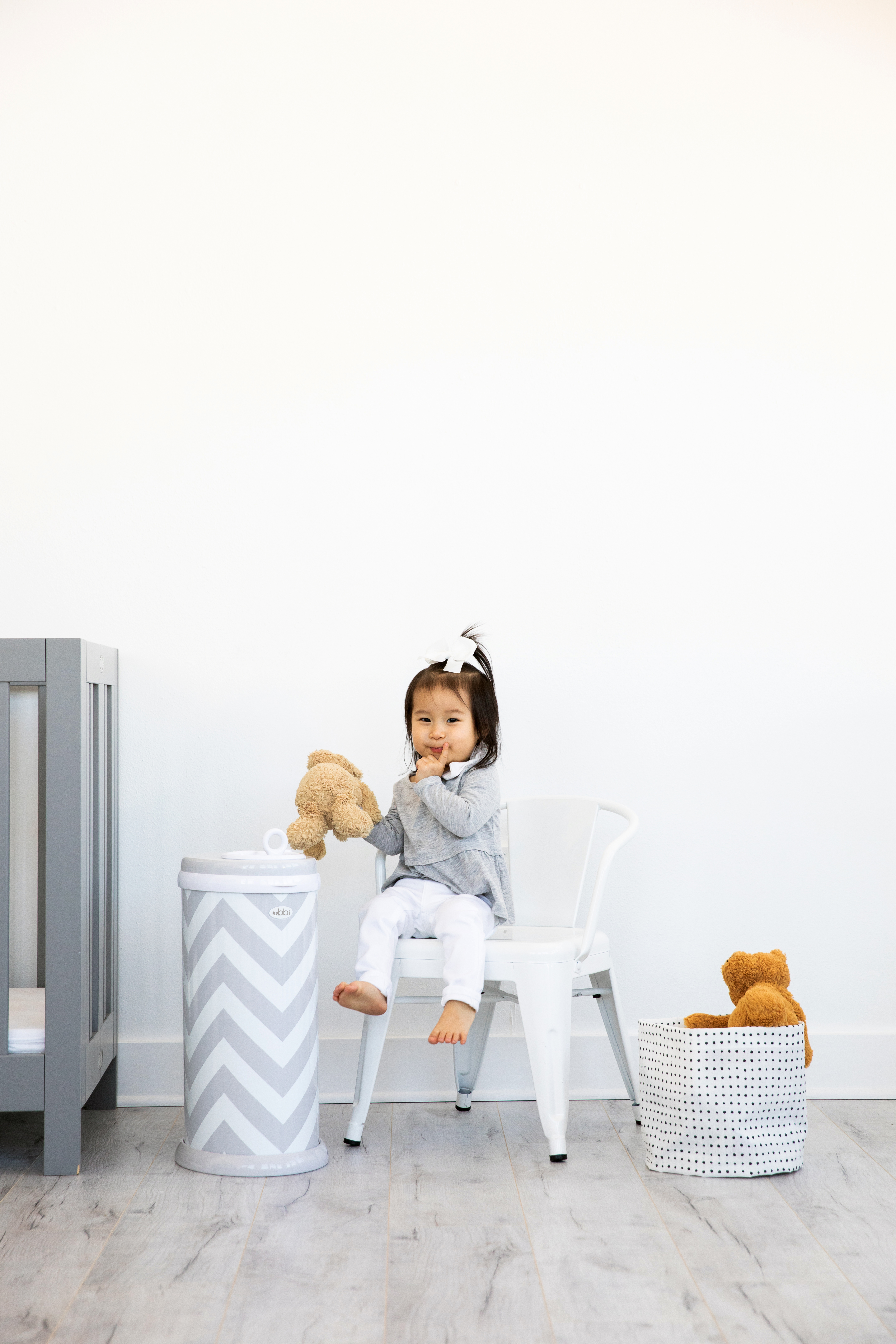 Diaper Pail Gray/Chevron - 3
