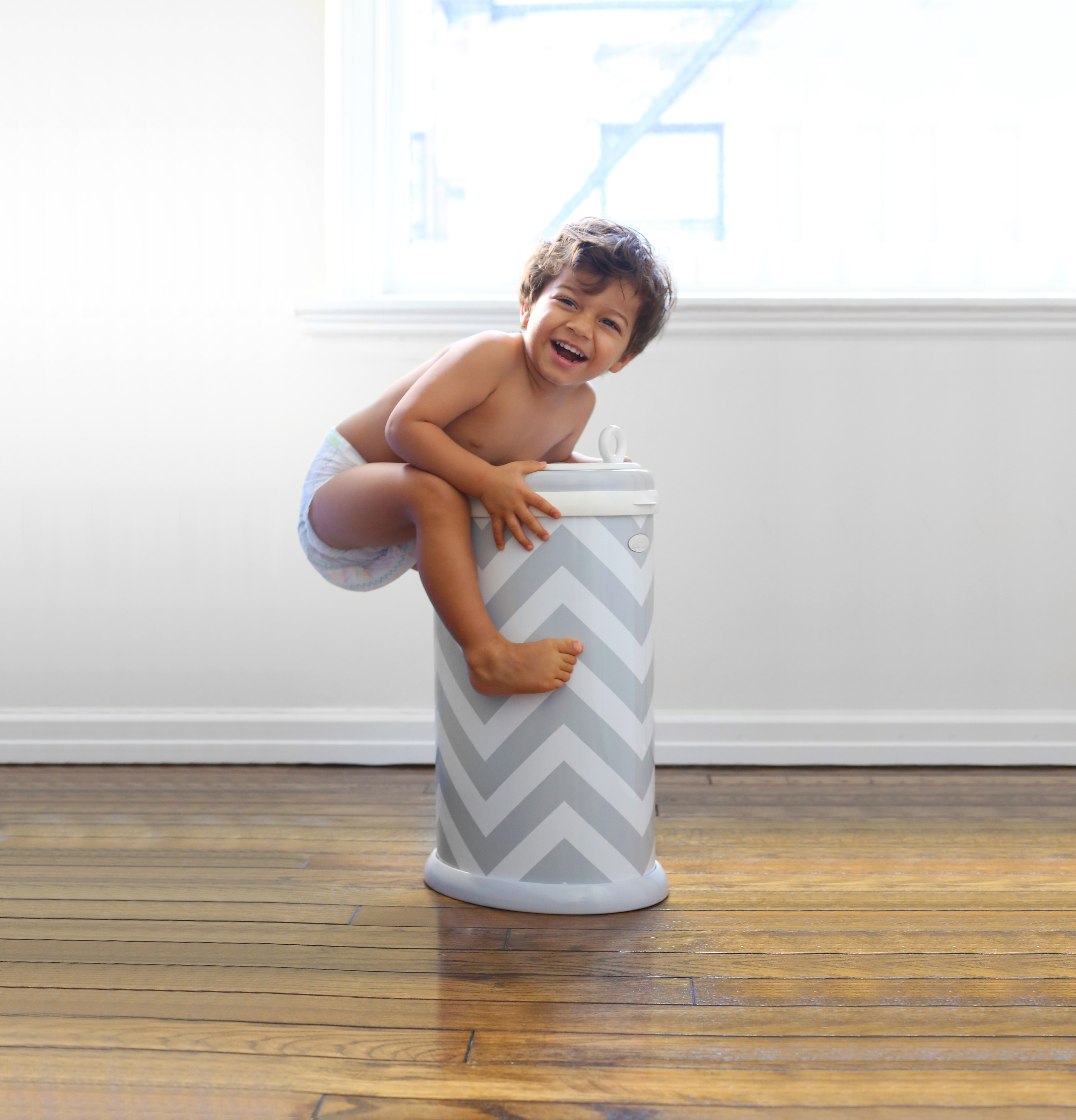 Diaper Pail Gray/Chevron