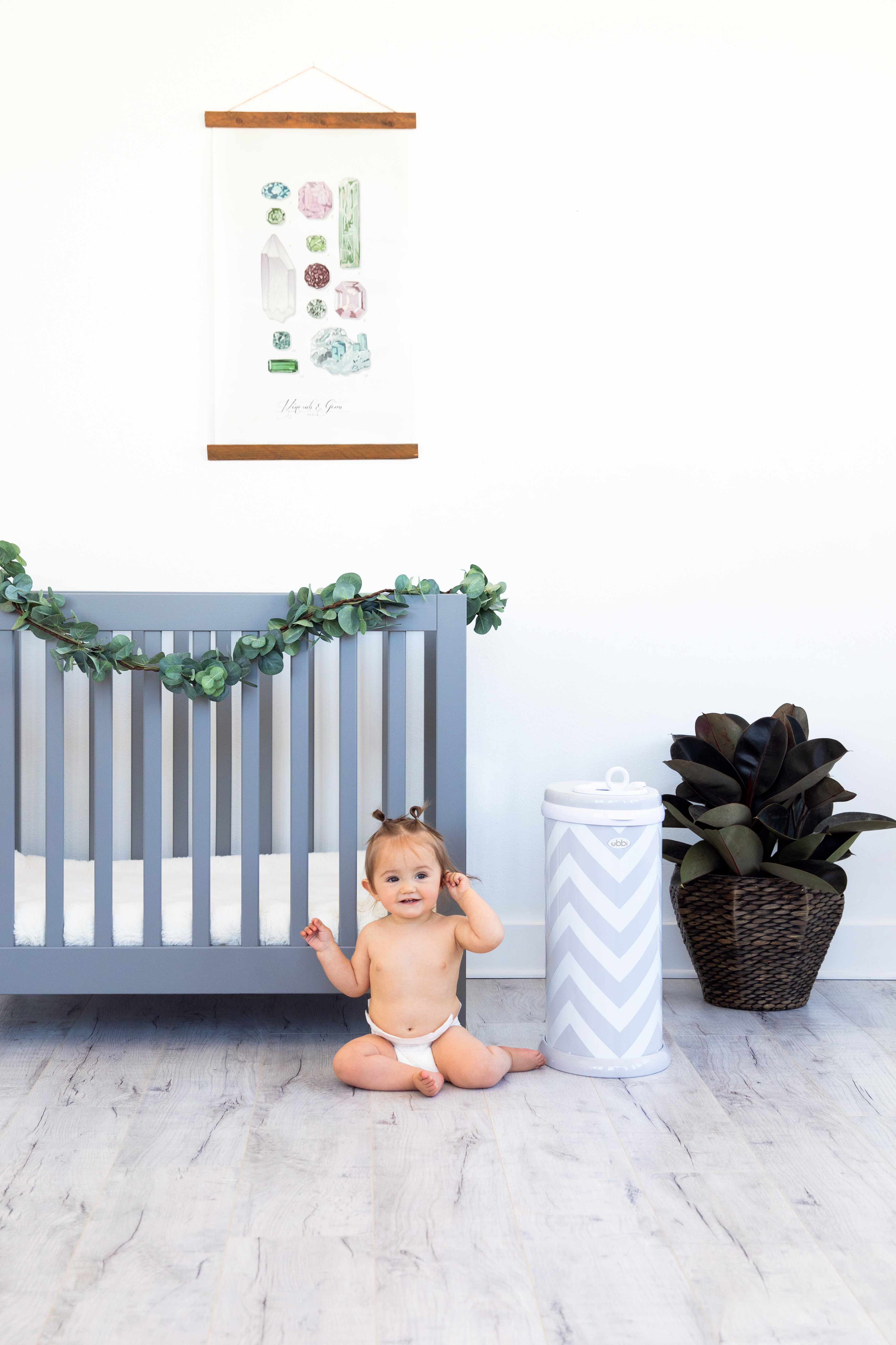 Diaper Pail Gray/Chevron - 2