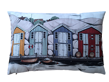 Kuddfodral med sommar hus