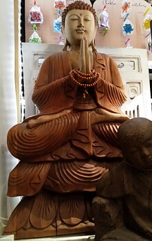 Hand Carved Wooden Amitabha Buddha - Namaste, 80cm