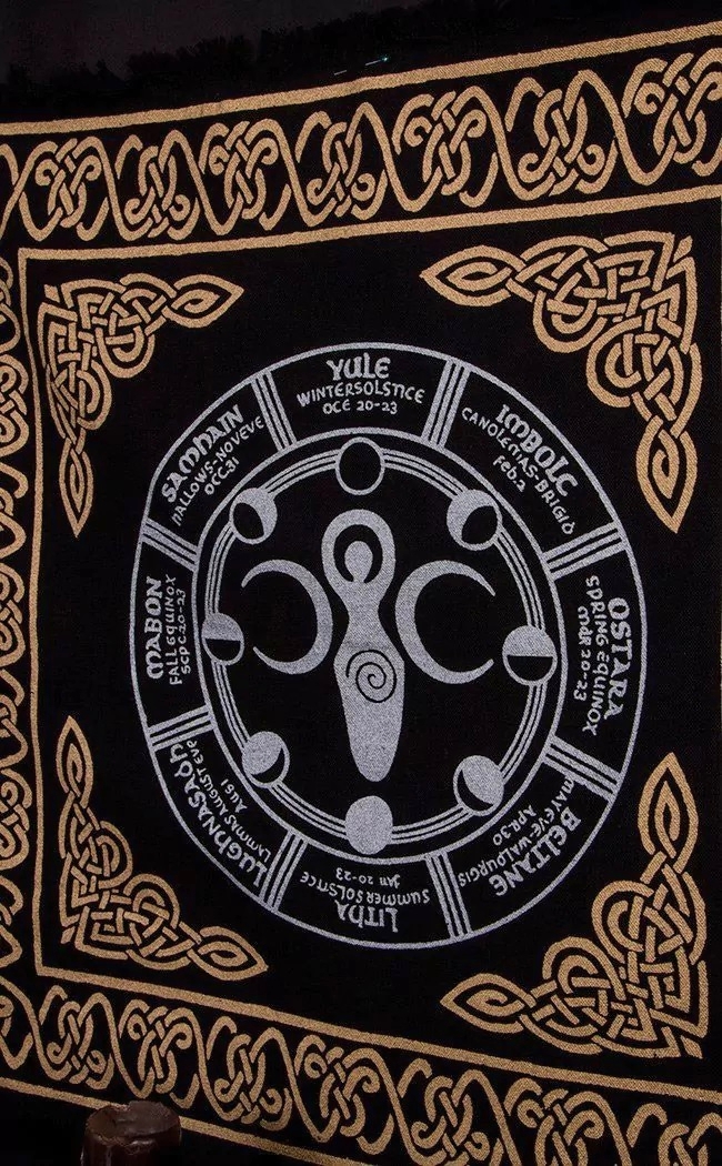Wheel of The Year with Symbols Altar Cloth or Tarot Cloth 