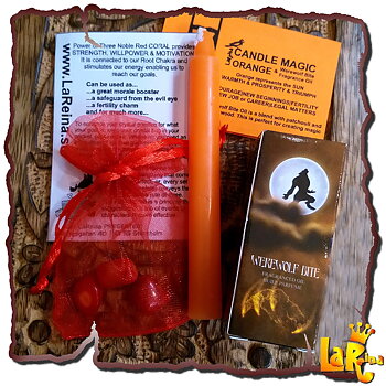 Magic Candle ORANGE - Werewolf Bite Oil & Power of Three RED CORAL