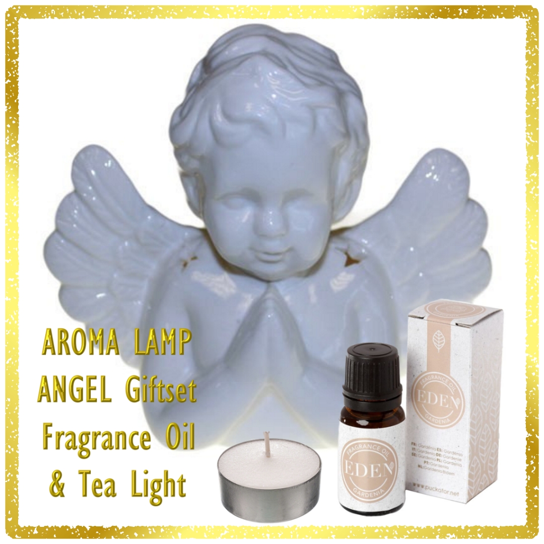Aroma Lamp Oil Burner GIFT SET Angel, Fragrance Oil & Tea Light