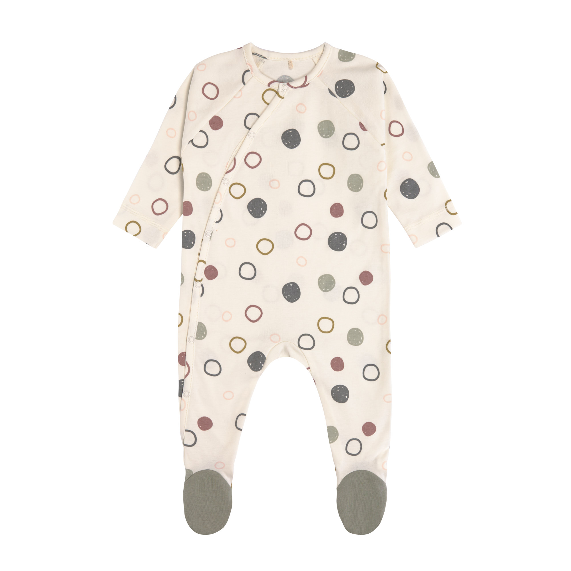 Lässig Pyjama with feet GOTS Circles offwhite