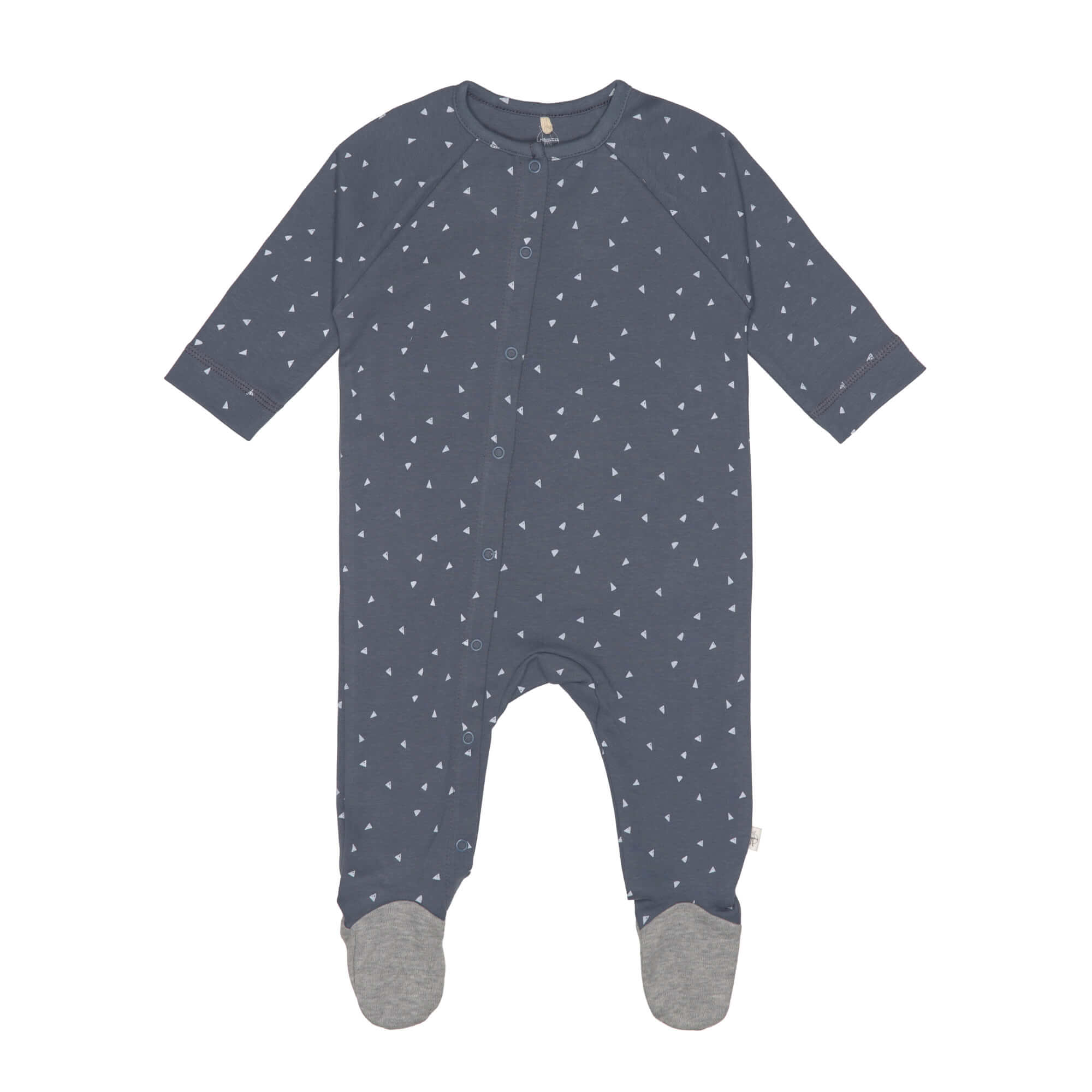 Lässig Pyjama with feet GOTS Triangle blue