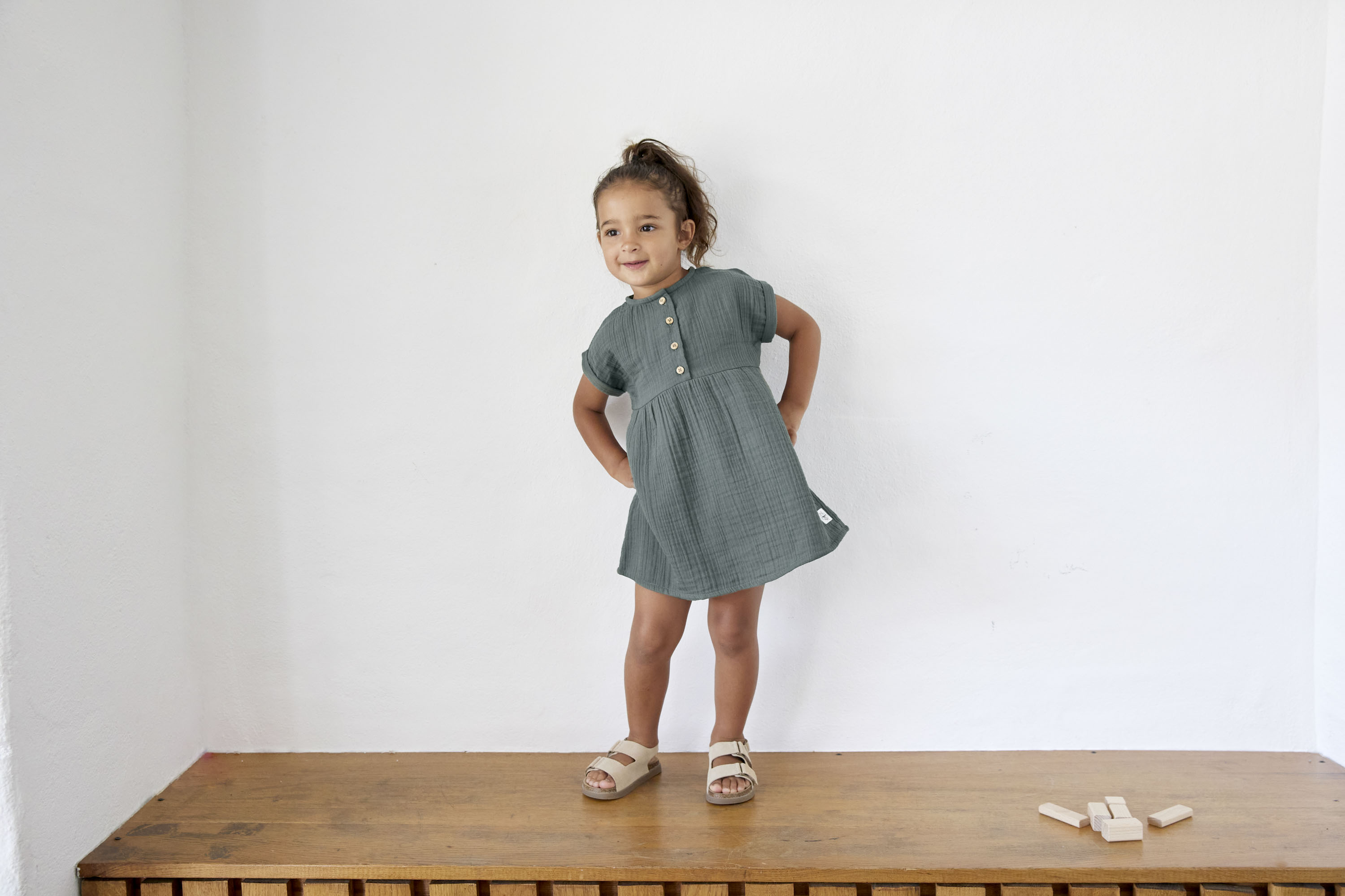Lässig Muslin Dress GOTS petrol green - 2