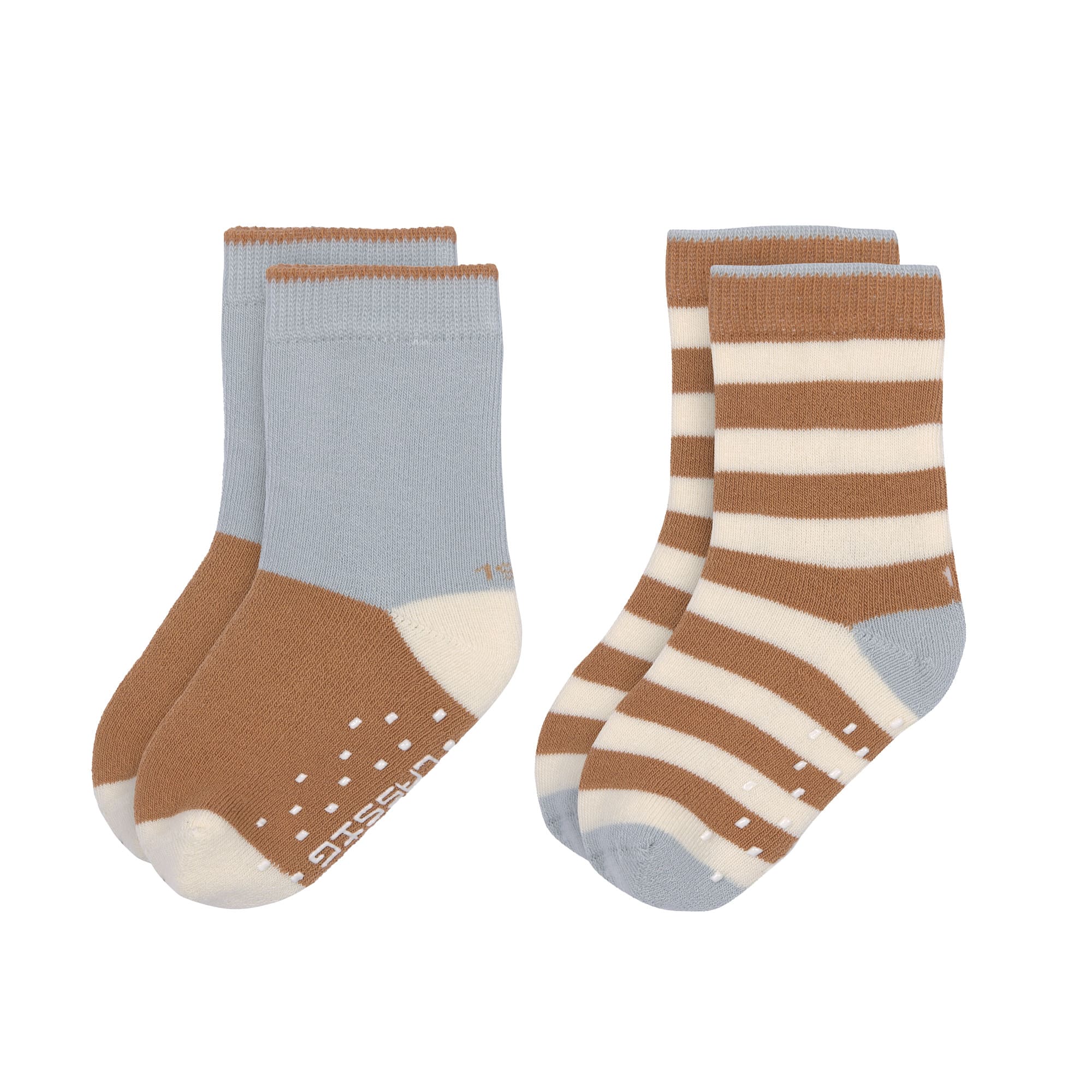 Lässig Anti-slip Socks GOTS 2pcs assorted light blue/caramel