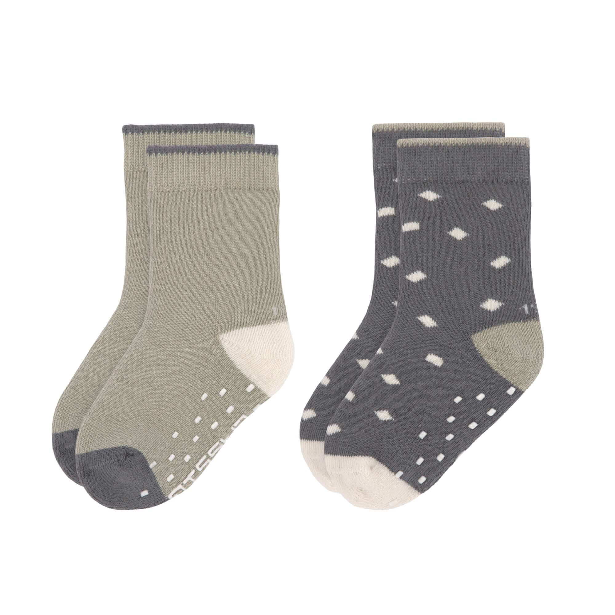Lässig Anti-slip Socks GOTS 2 pcs assorted anthracite/olive