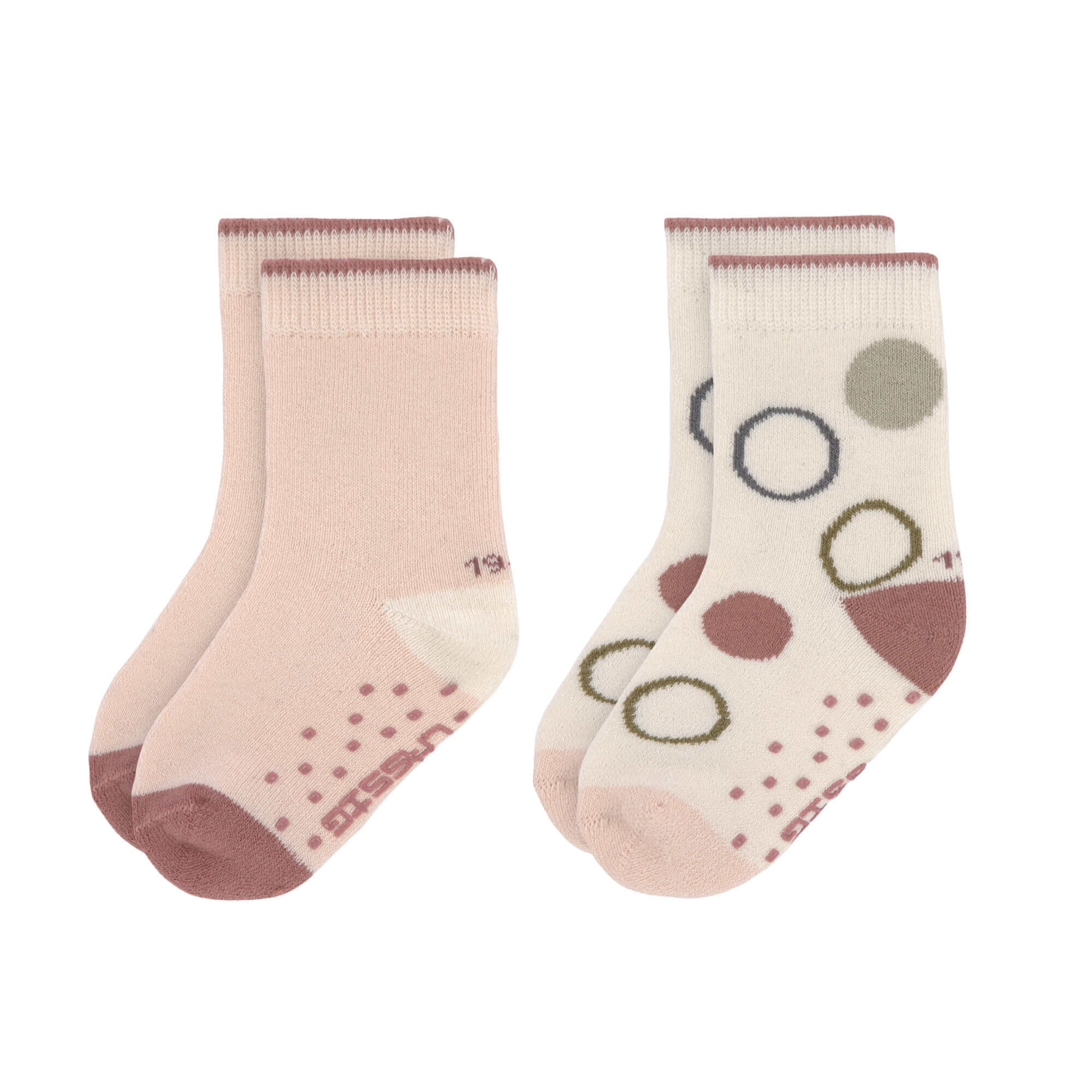 Lässig Anti-slip Socks GOTS 2pcs assorted offwhite/powder pink