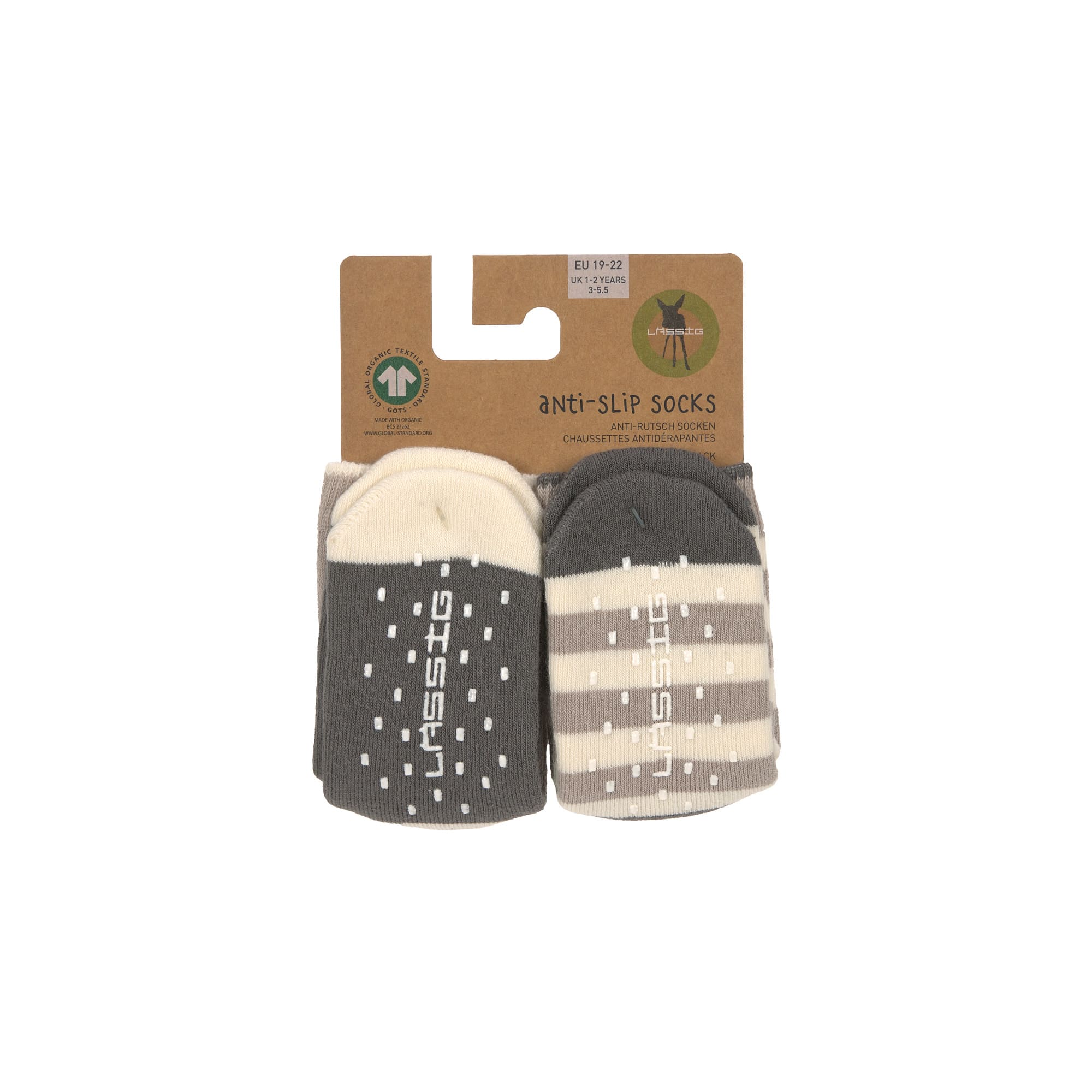 Lässig Anti-slip Socks GOTS 2pcs assorted anthracite/taupe - 5