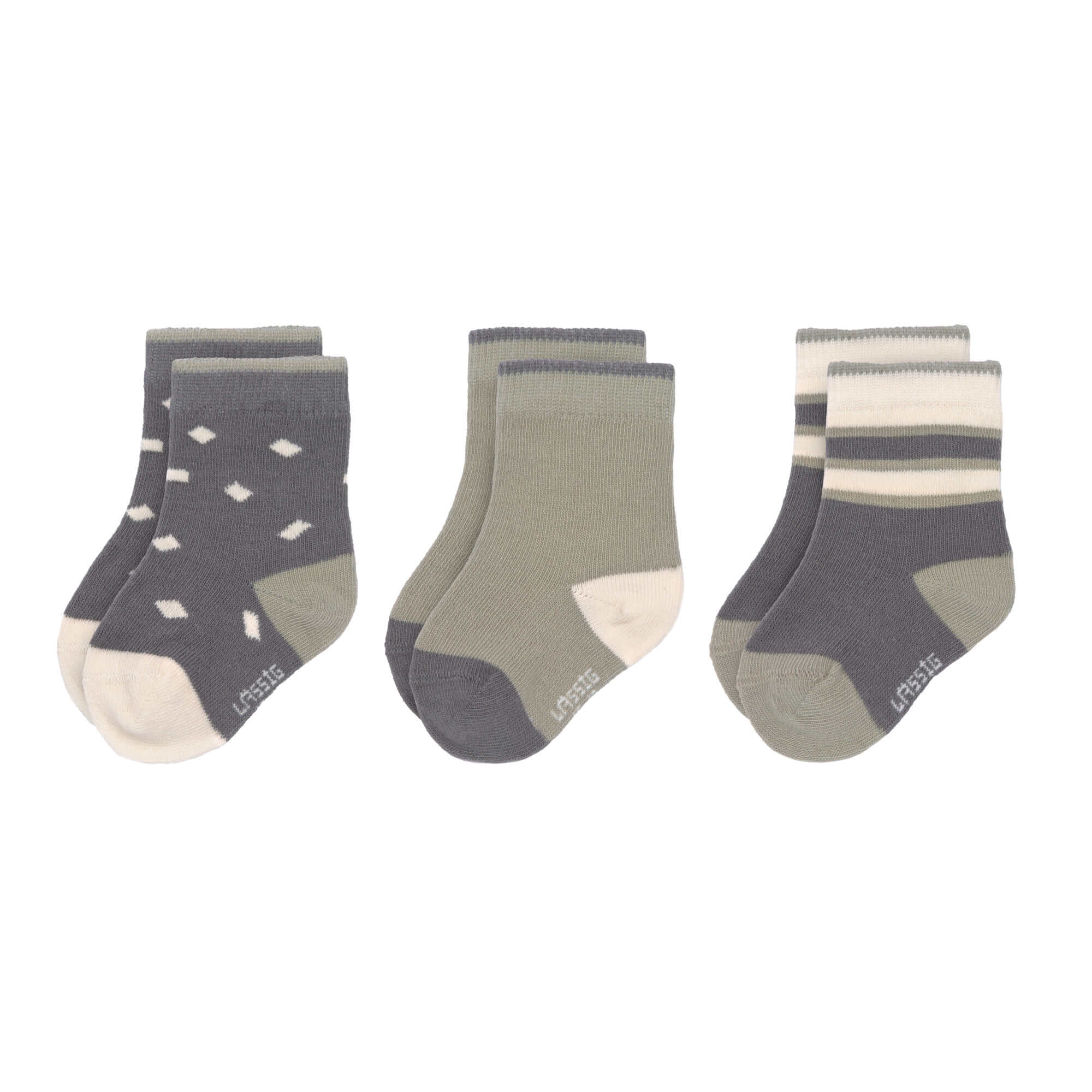 Lässig Socks GOTS 3 pcs assorted anthracite/olive