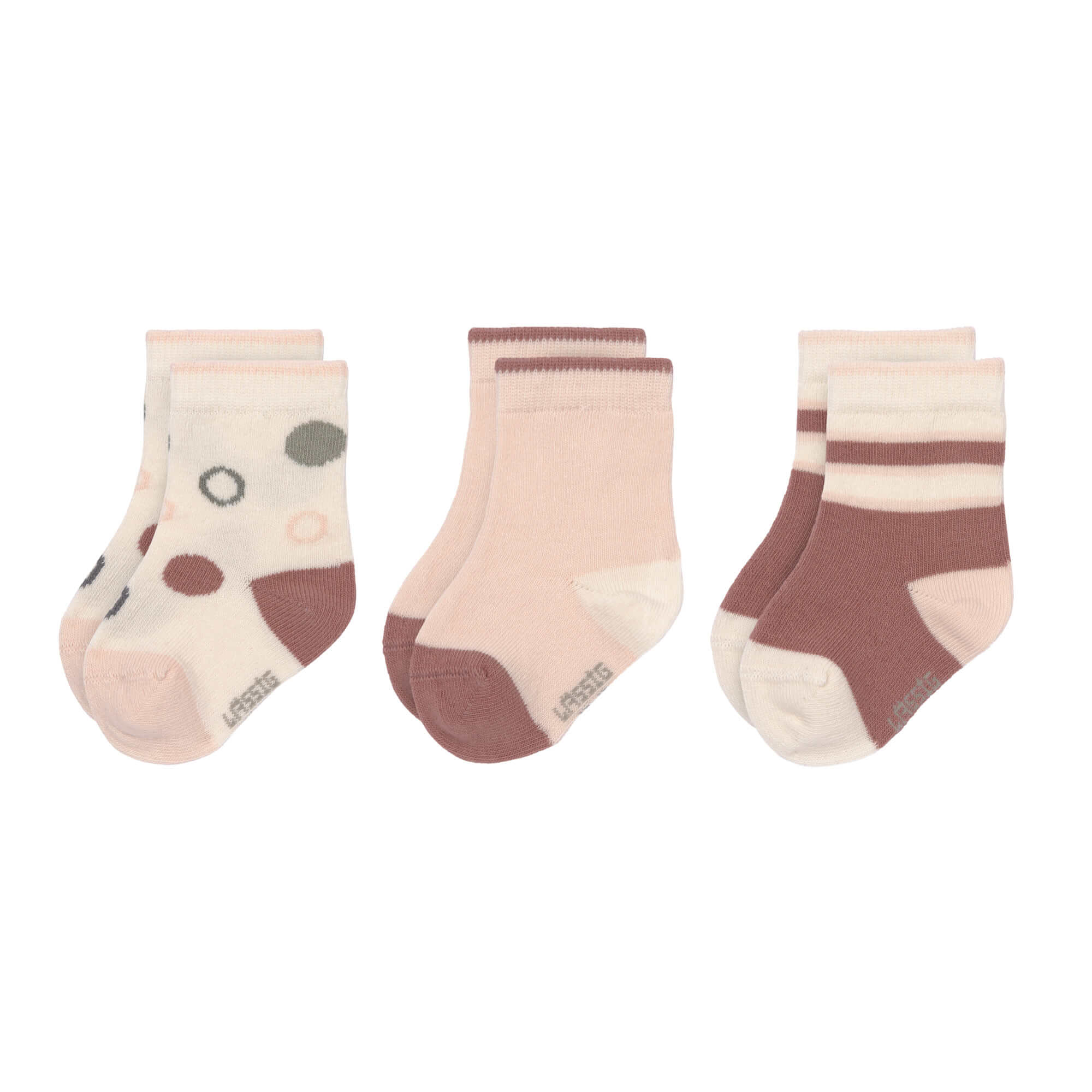 Lässig Socks GOTS 3 pcs assorted offwh/pow pink/rust