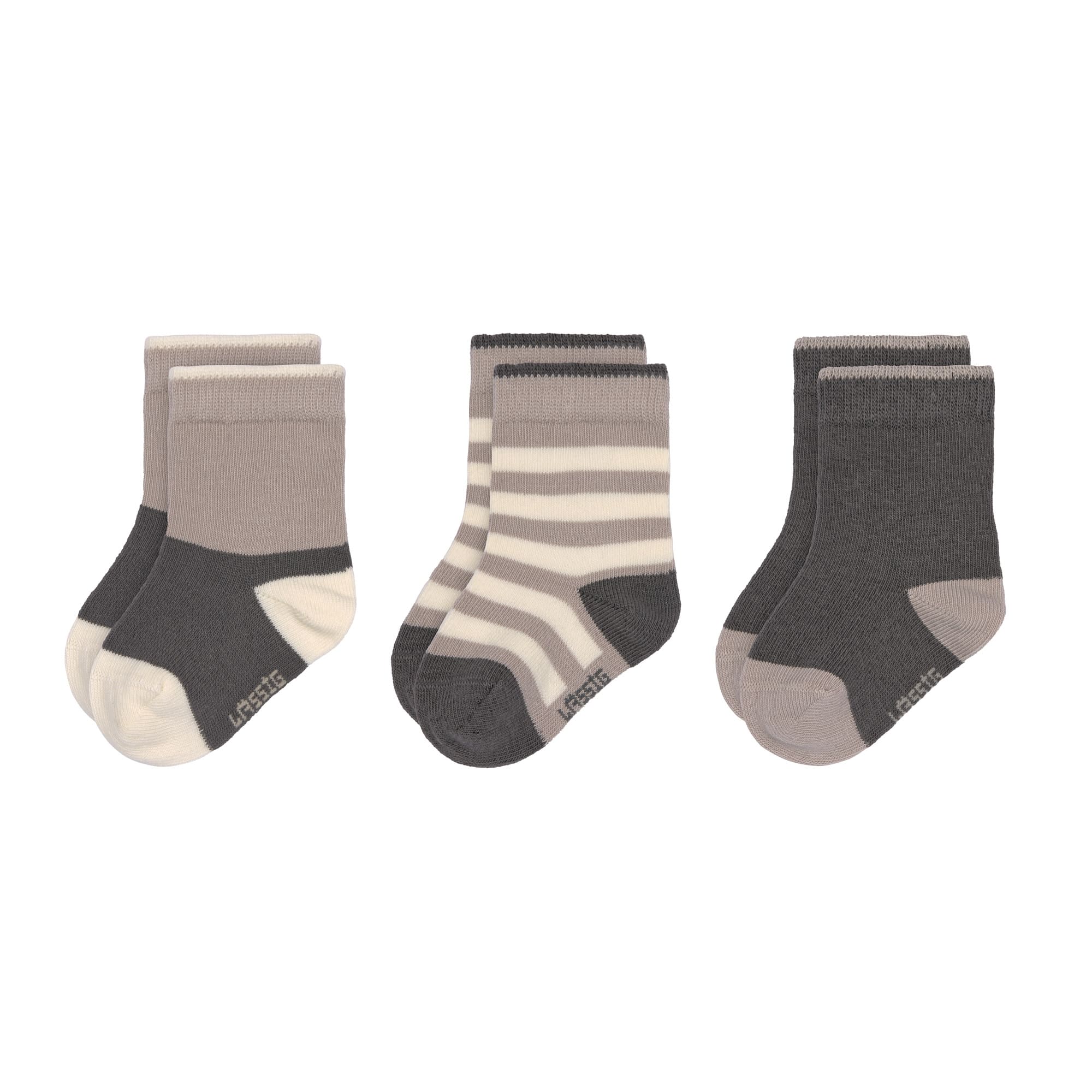 Lässig Socks GOTS 3 pcs assorted anthracite/taupe