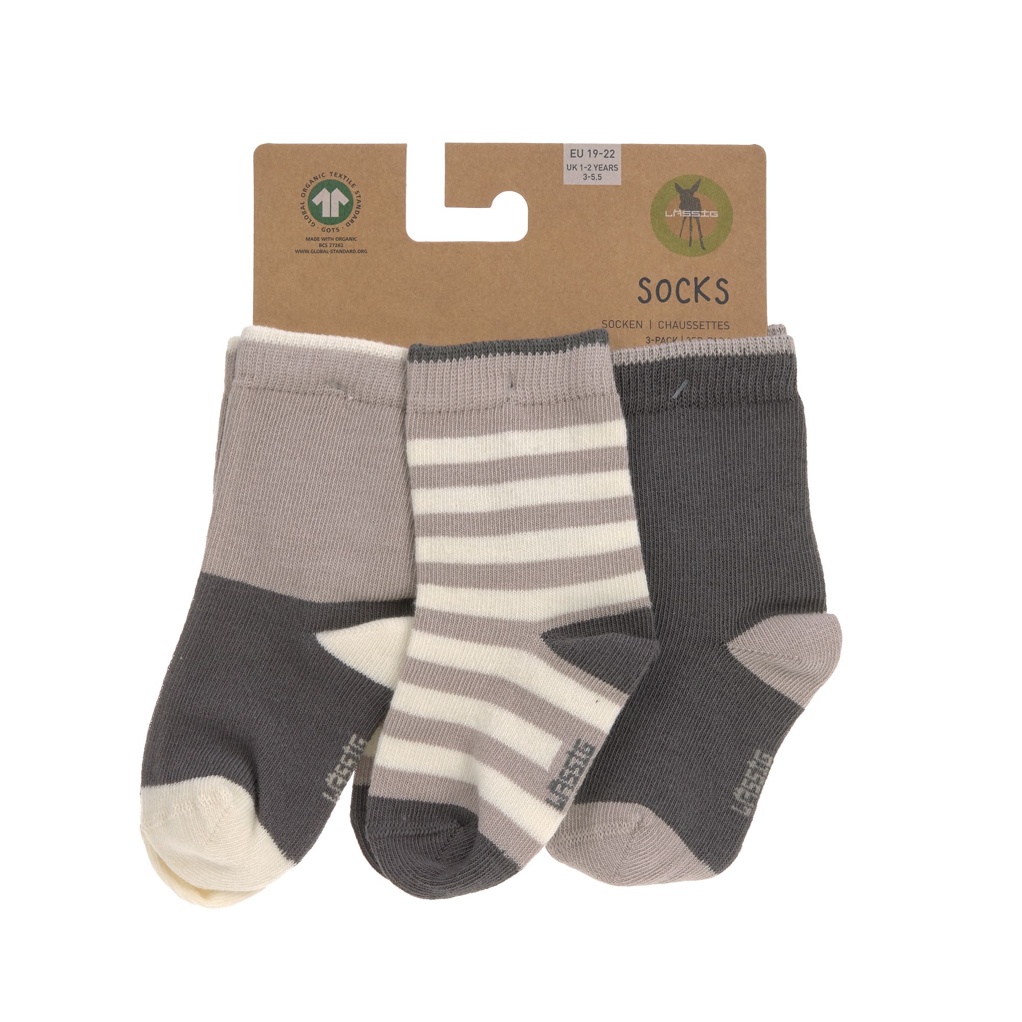 Lässig Socks GOTS 3 pcs assorted anthracite/taupe - 7