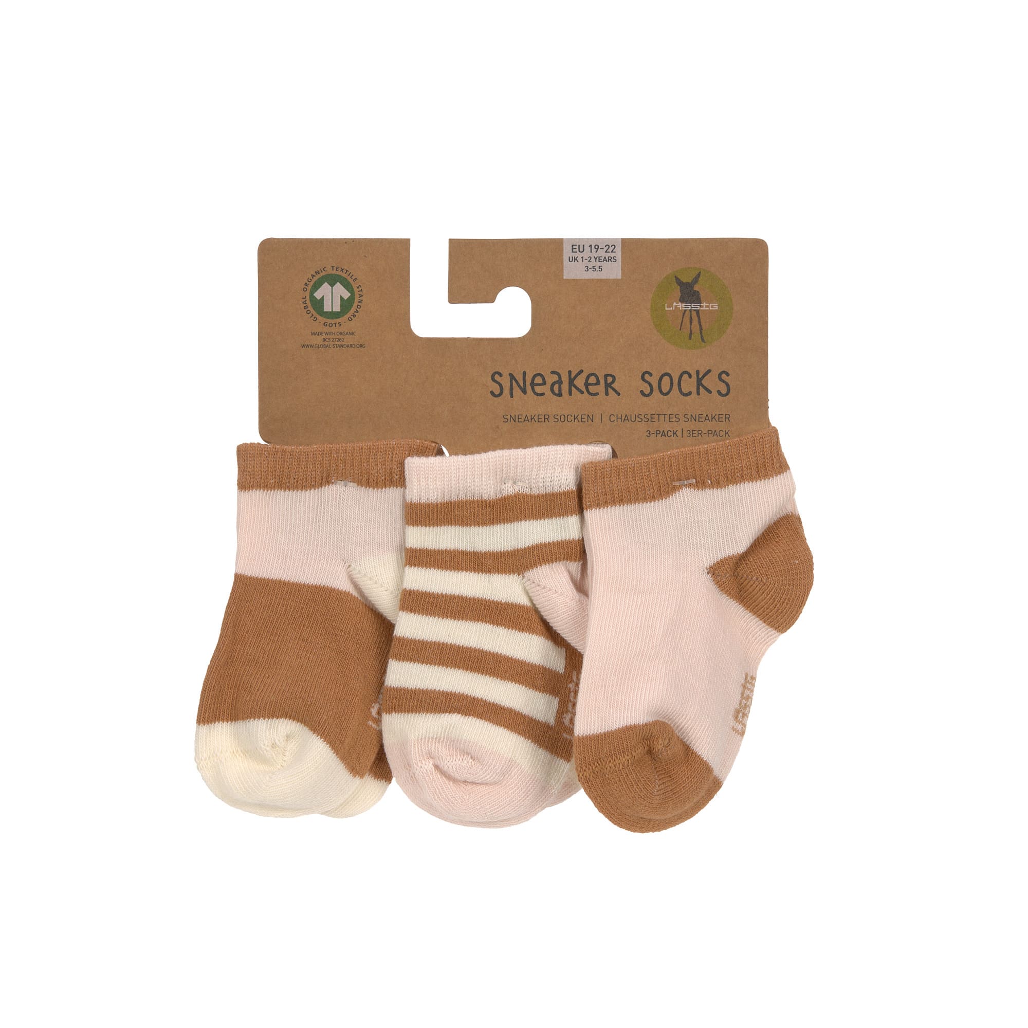 Lässig Sneaker Socks GOTS 3pcs ass. powder pink/caramel - 6