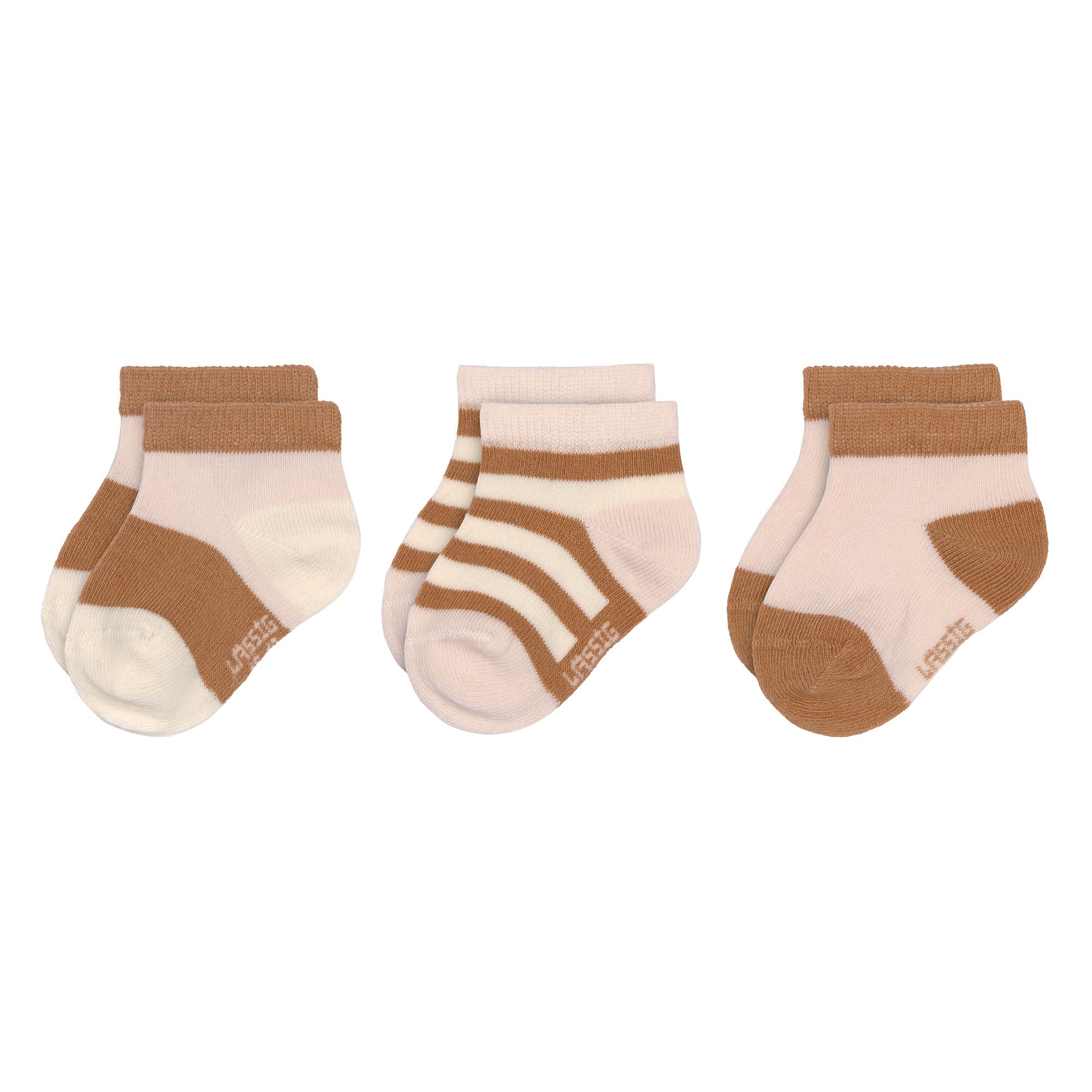Lässig Sneaker Socks GOTS 3pcs ass. powder pink/caramel