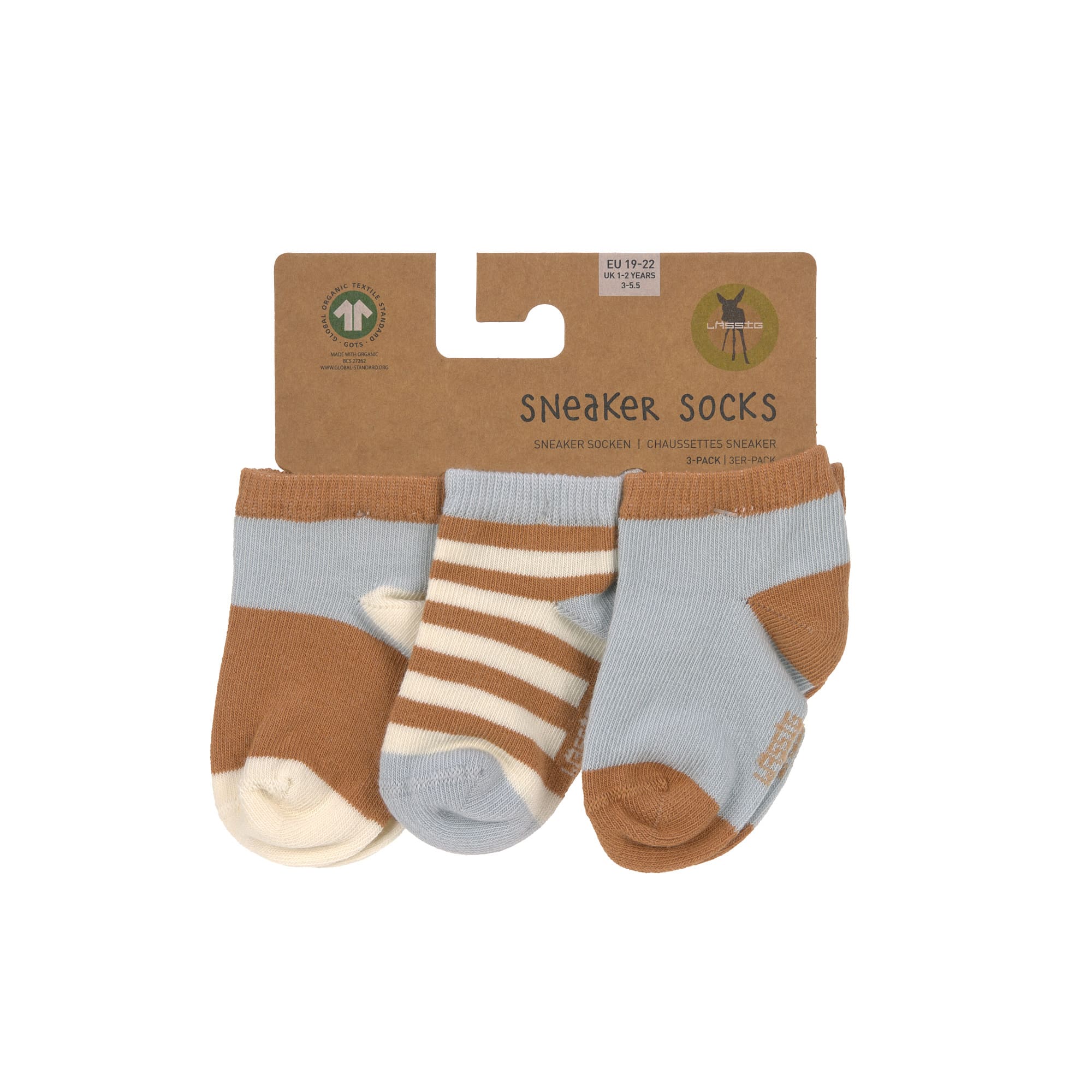 Lässig Sneaker Socks GOTS 3pcs ass. light blue/caramel - 6