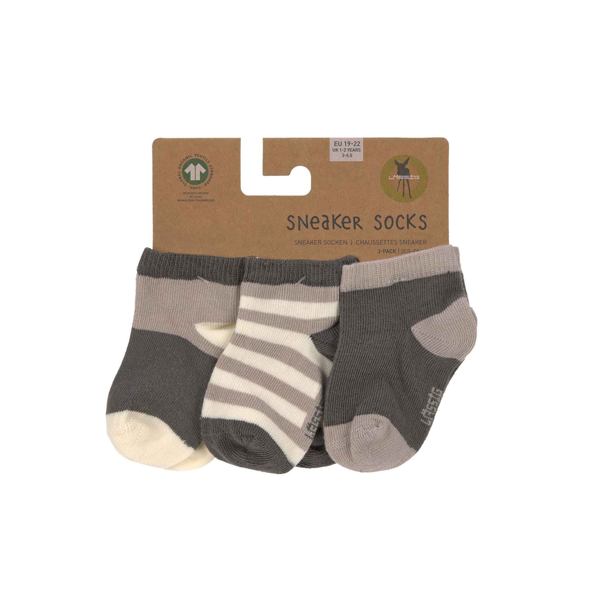 Lässig Sneaker Socks GOTS 3pcs ass. anthracite/taupe - 6