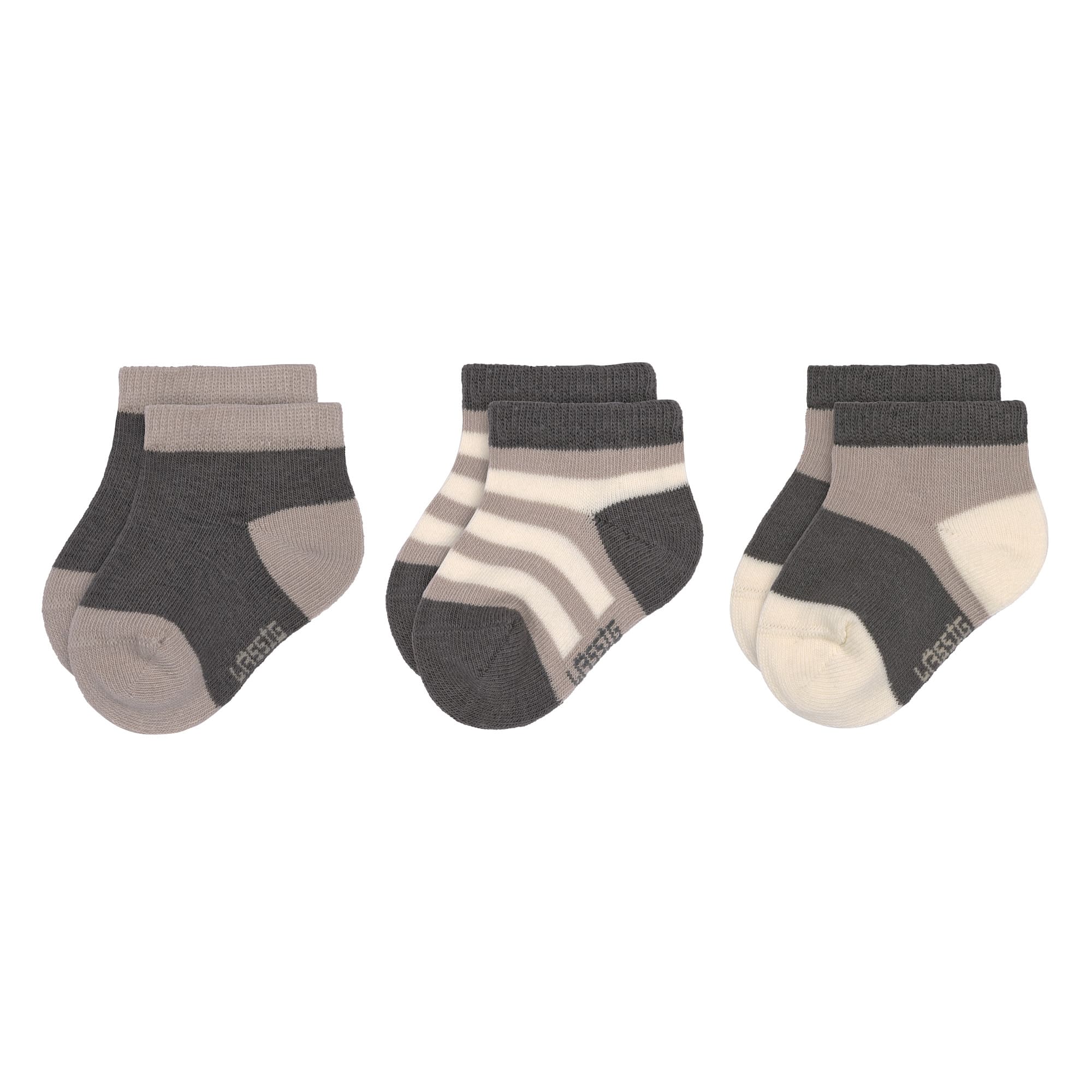 Lässig Sneaker Socks GOTS 3pcs ass. anthracite/taupe