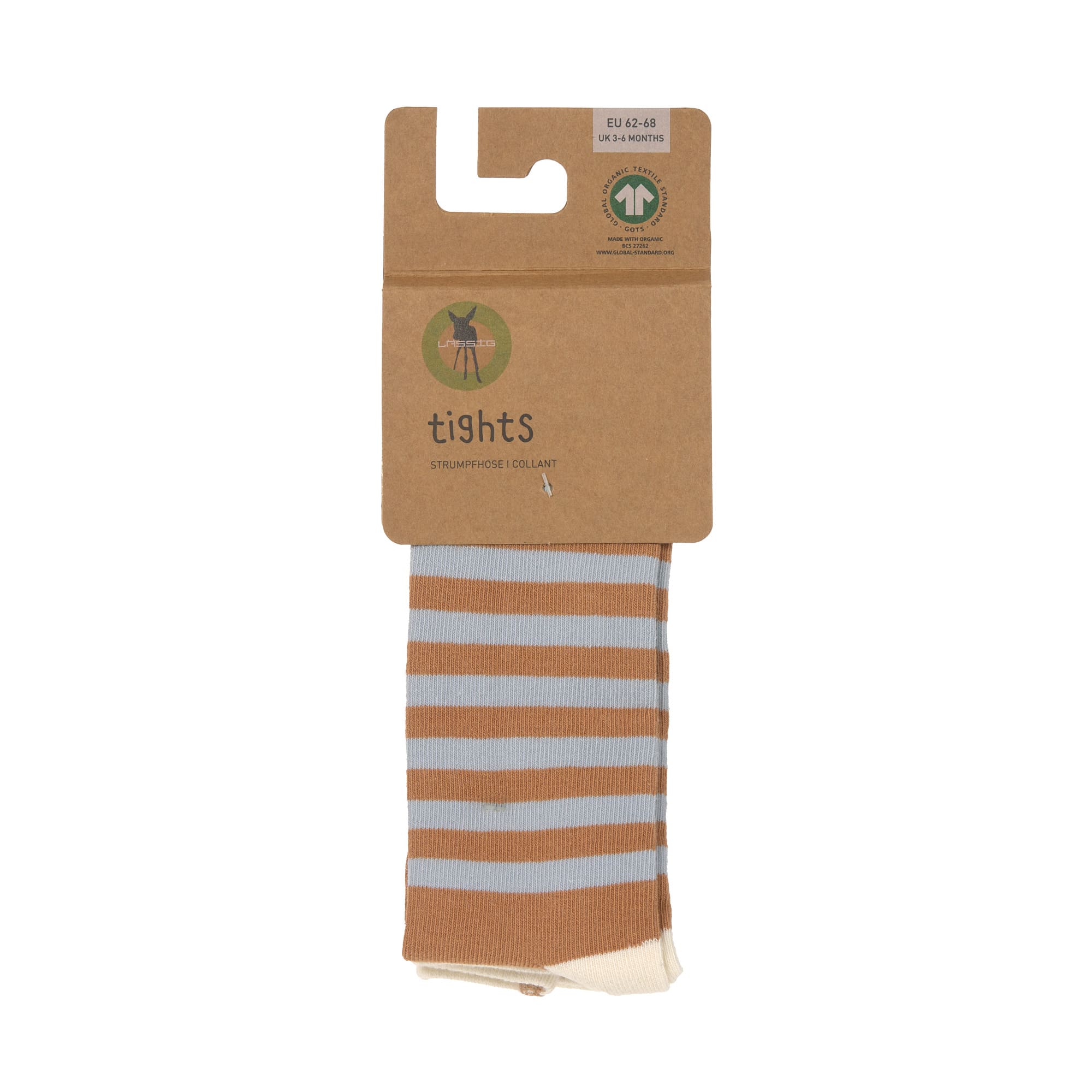 Lässig Tights GOTS Half Striped caramel/light blue - 4