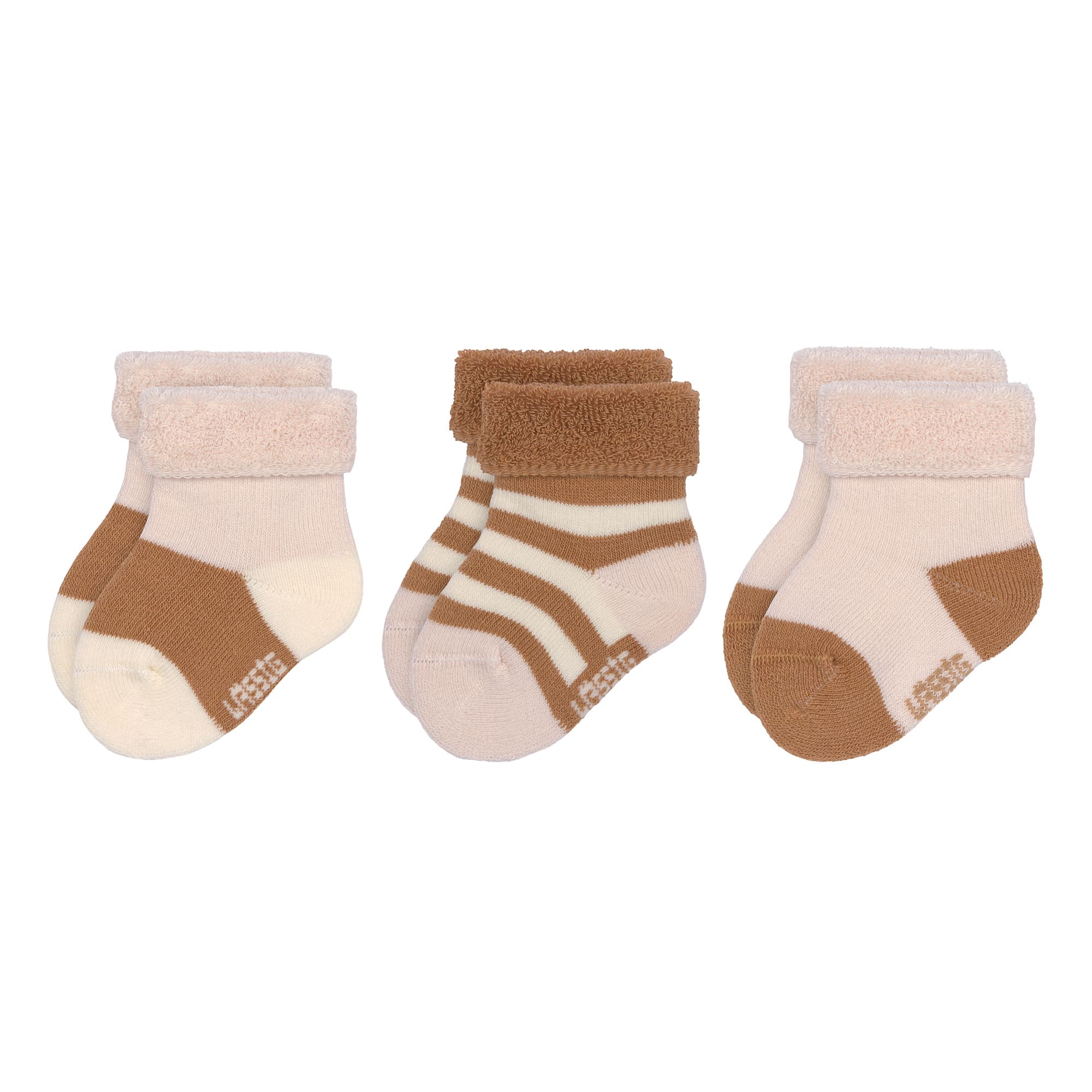 Lässig Terry Socks GOTS 3 pcs assorted powderpink/caramel
