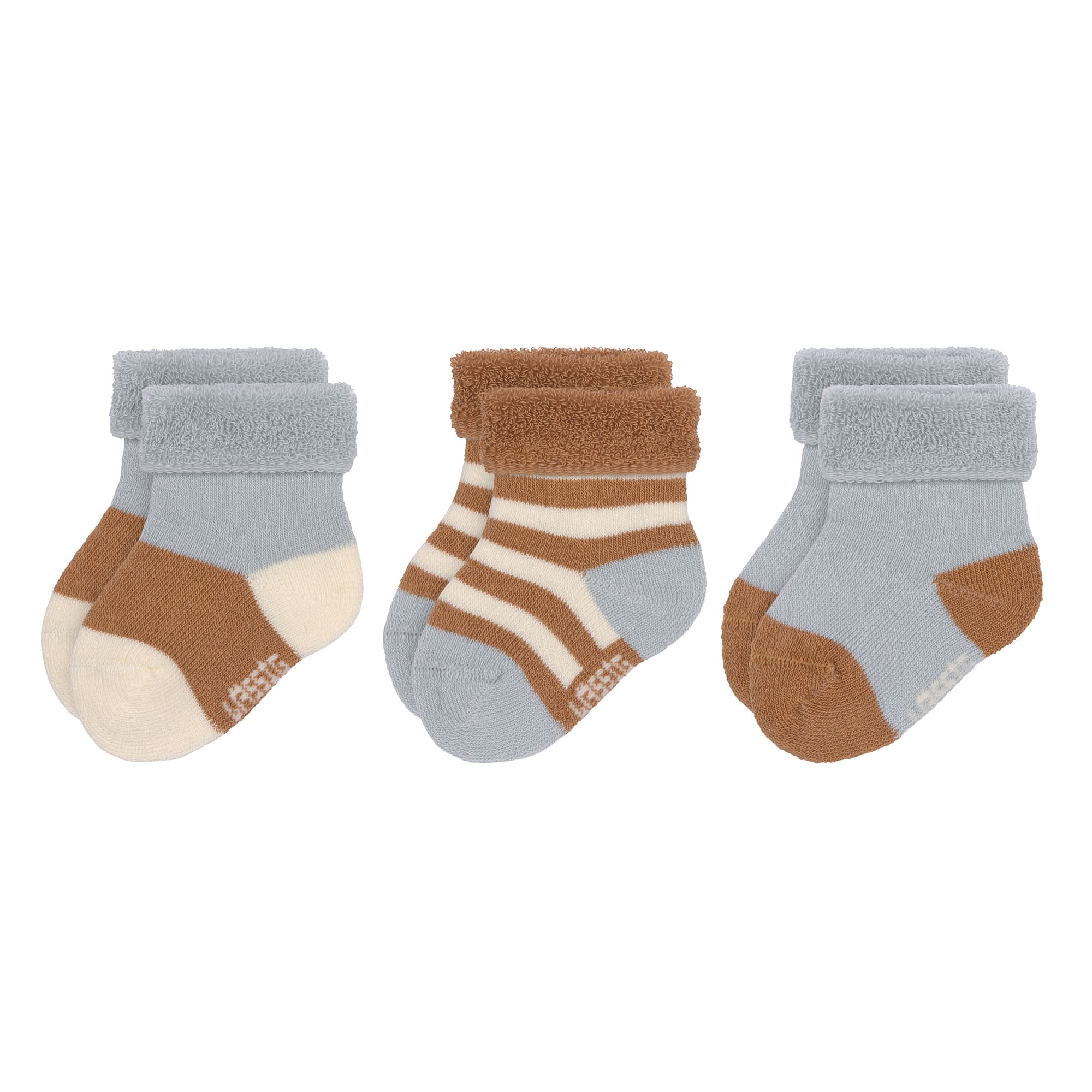 Lässig Terry Socks GOTS 3 pcs assorted light blue/caramel