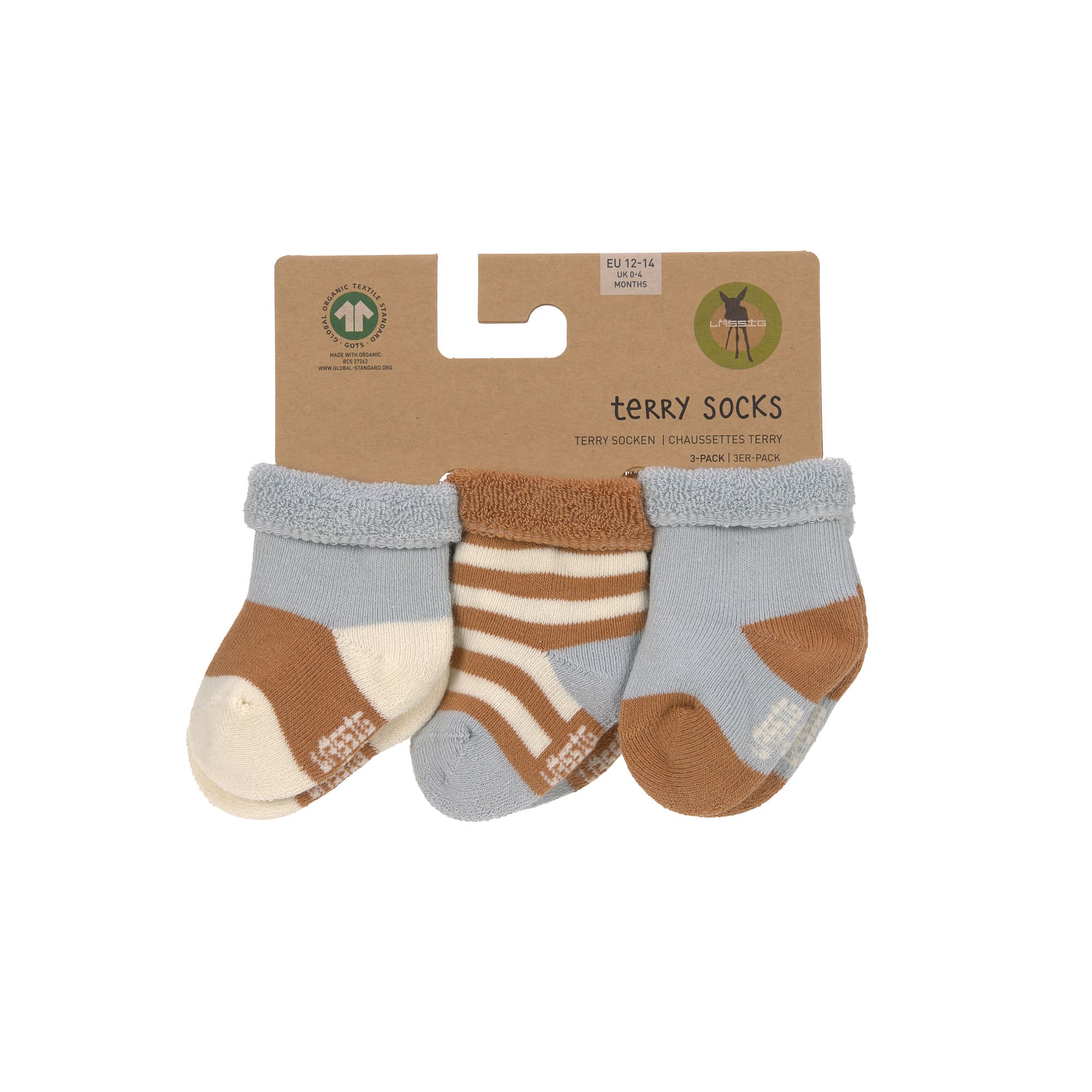 Lässig Terry Socks GOTS 3 pcs assorted light blue/caramel - 6