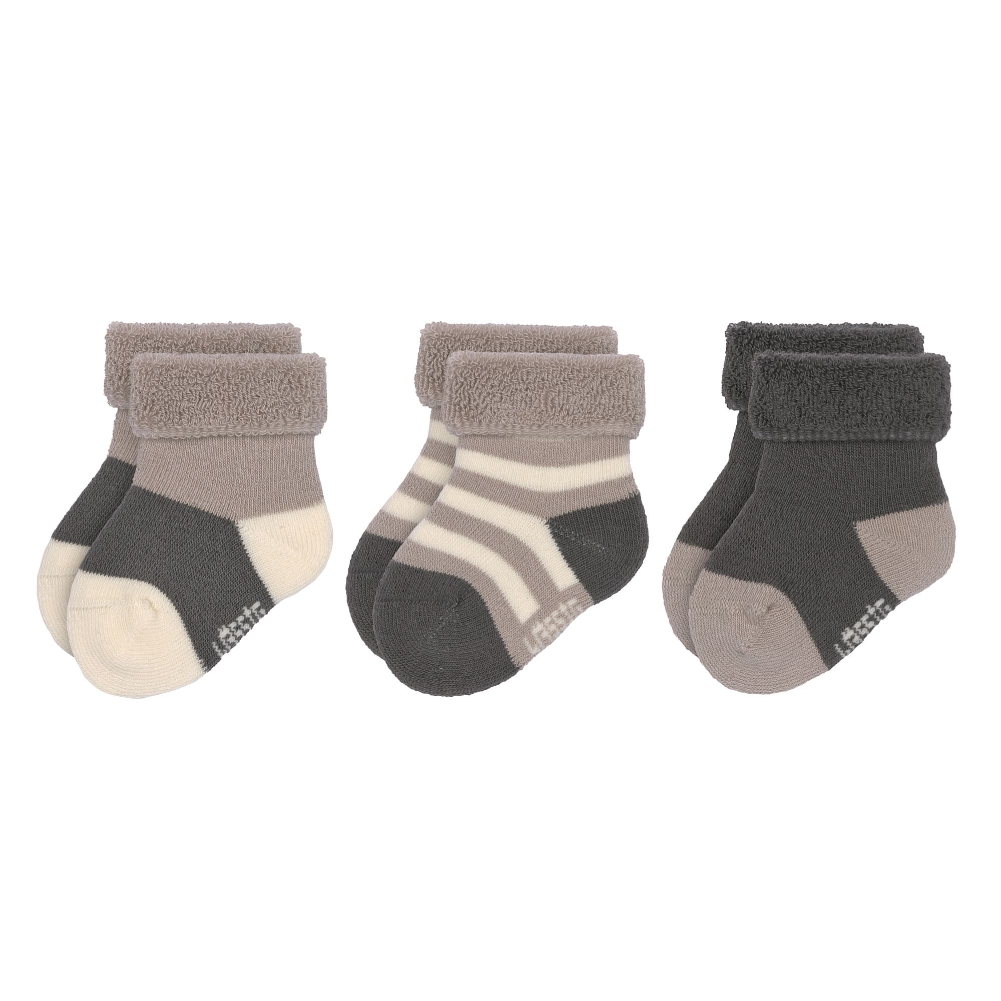 Lässig Terry Socks GOTS 3 pcs assorted anthracite/taupe