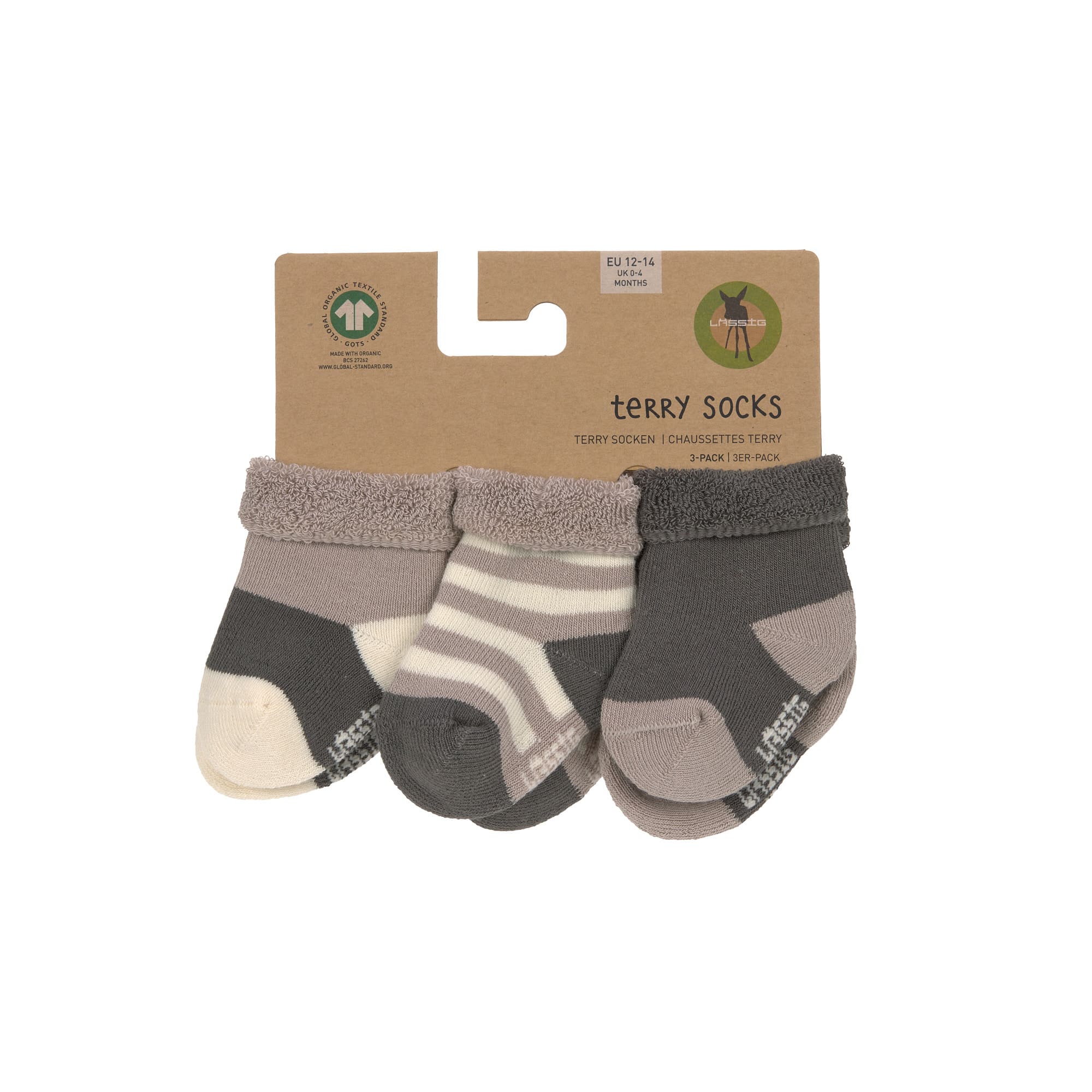 Lässig Terry Socks GOTS 3 pcs assorted anthracite/taupe - 7