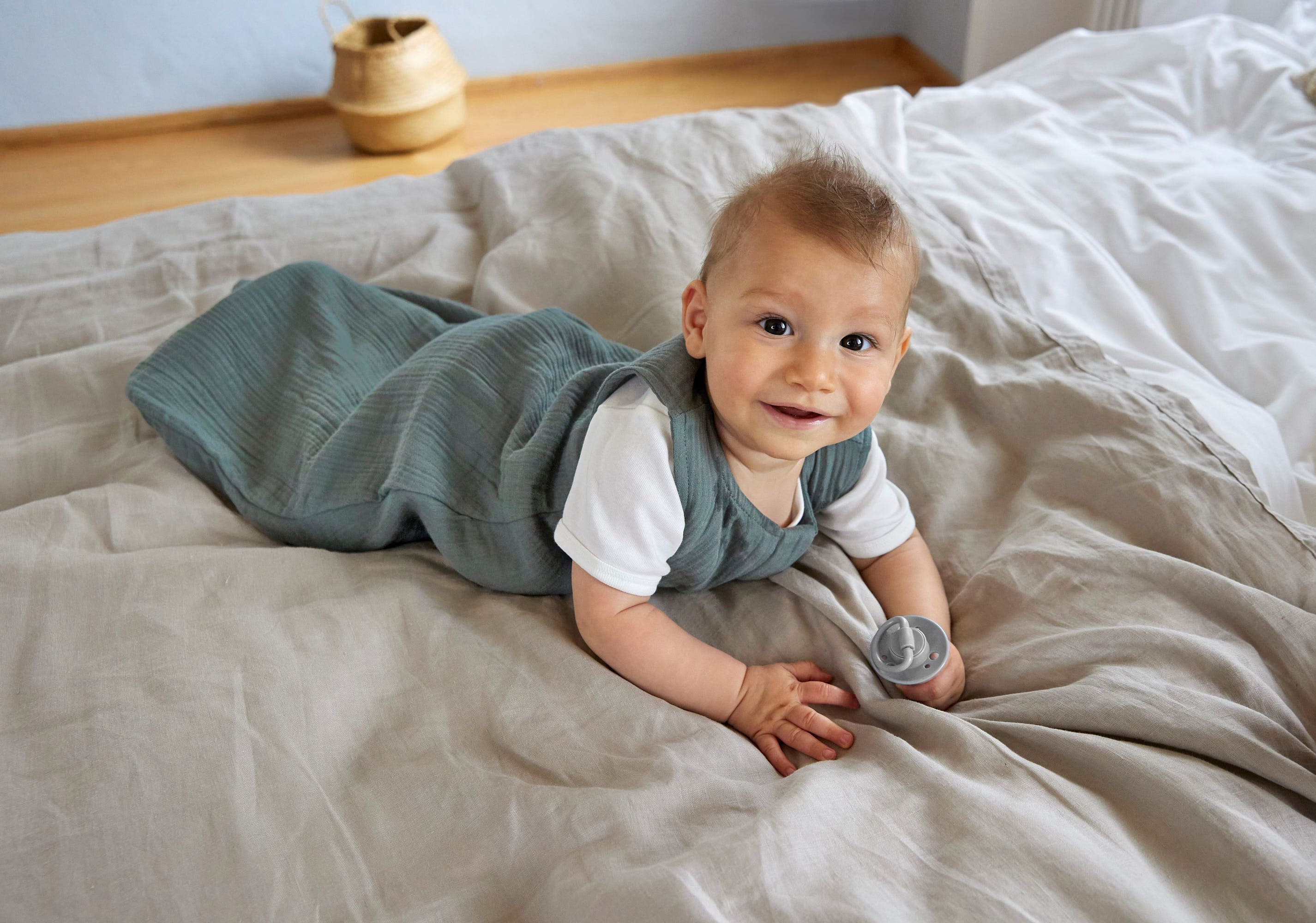 Lässig Muslin Baby Sleeping Bag GOTS petrol green - 3